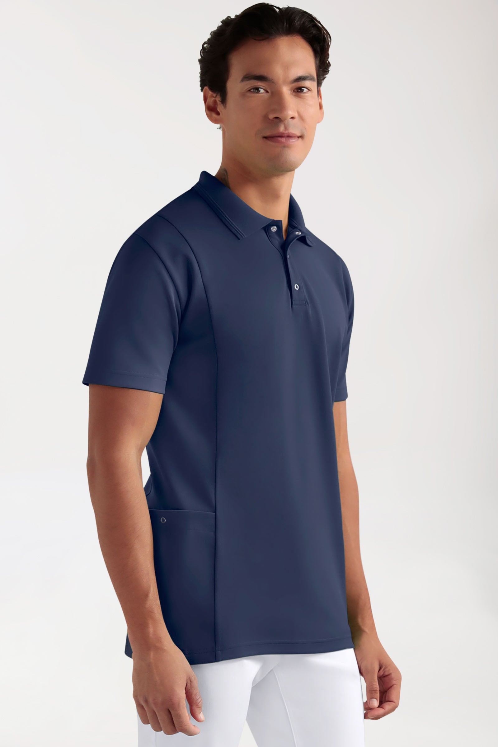 COMFY FLEX Stretch oversteektuniek heren - polokraag navy, Voorzijde view