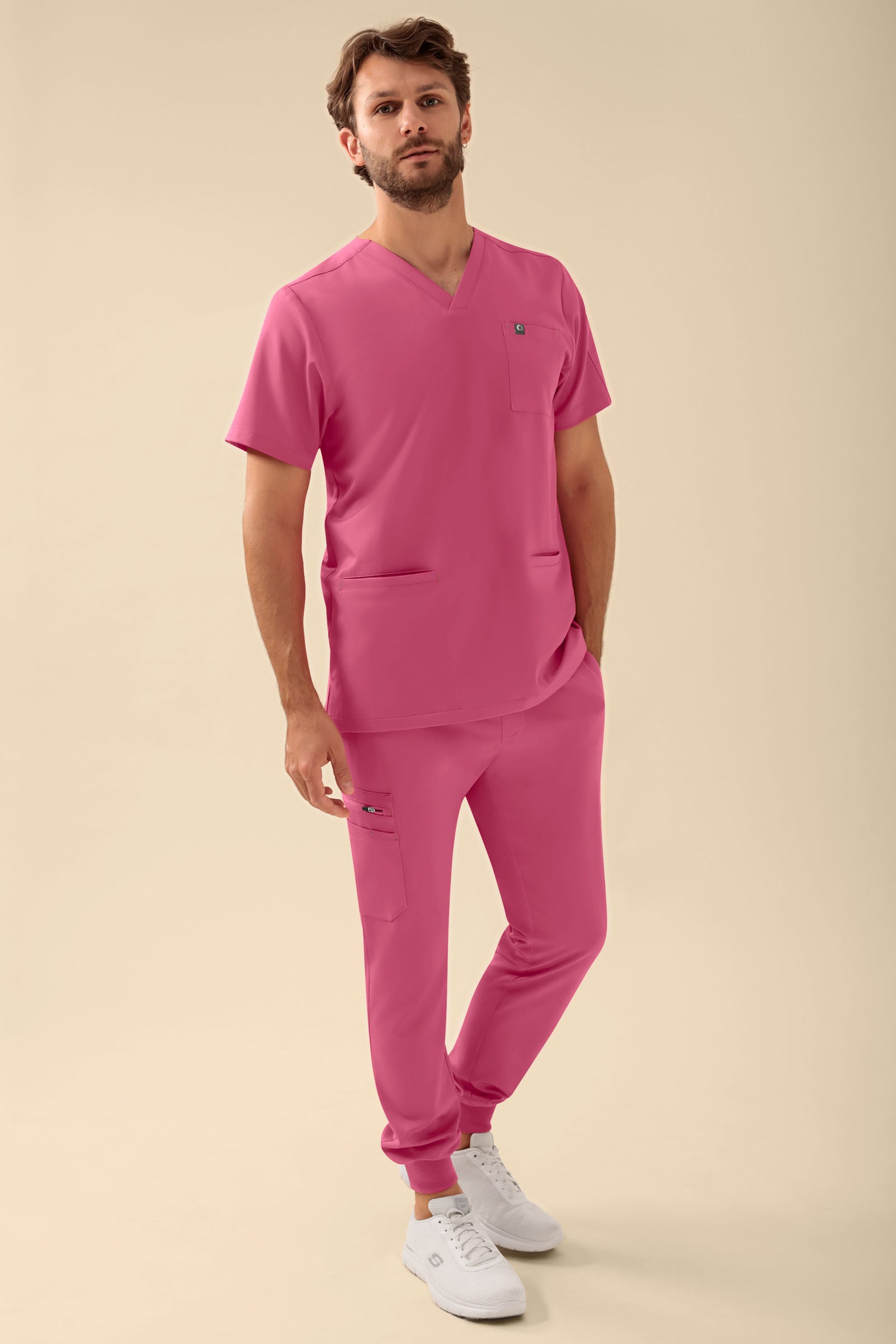 KAERE oversteektuniek heren - V-hals oud rose