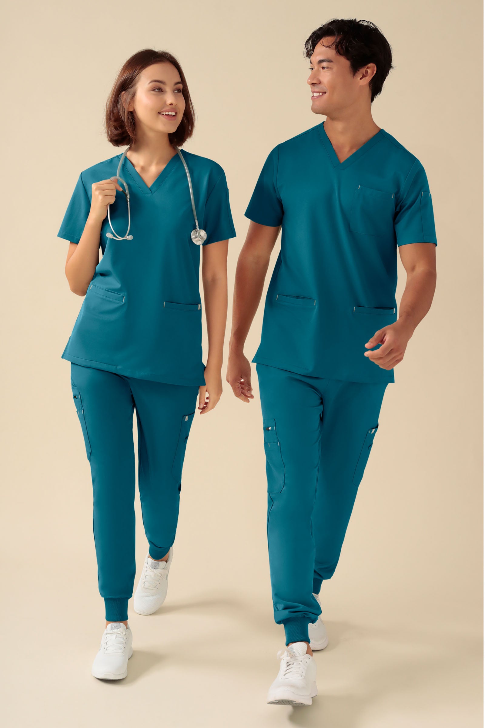 KAERE oversteektuniek heren - V-hals petrol