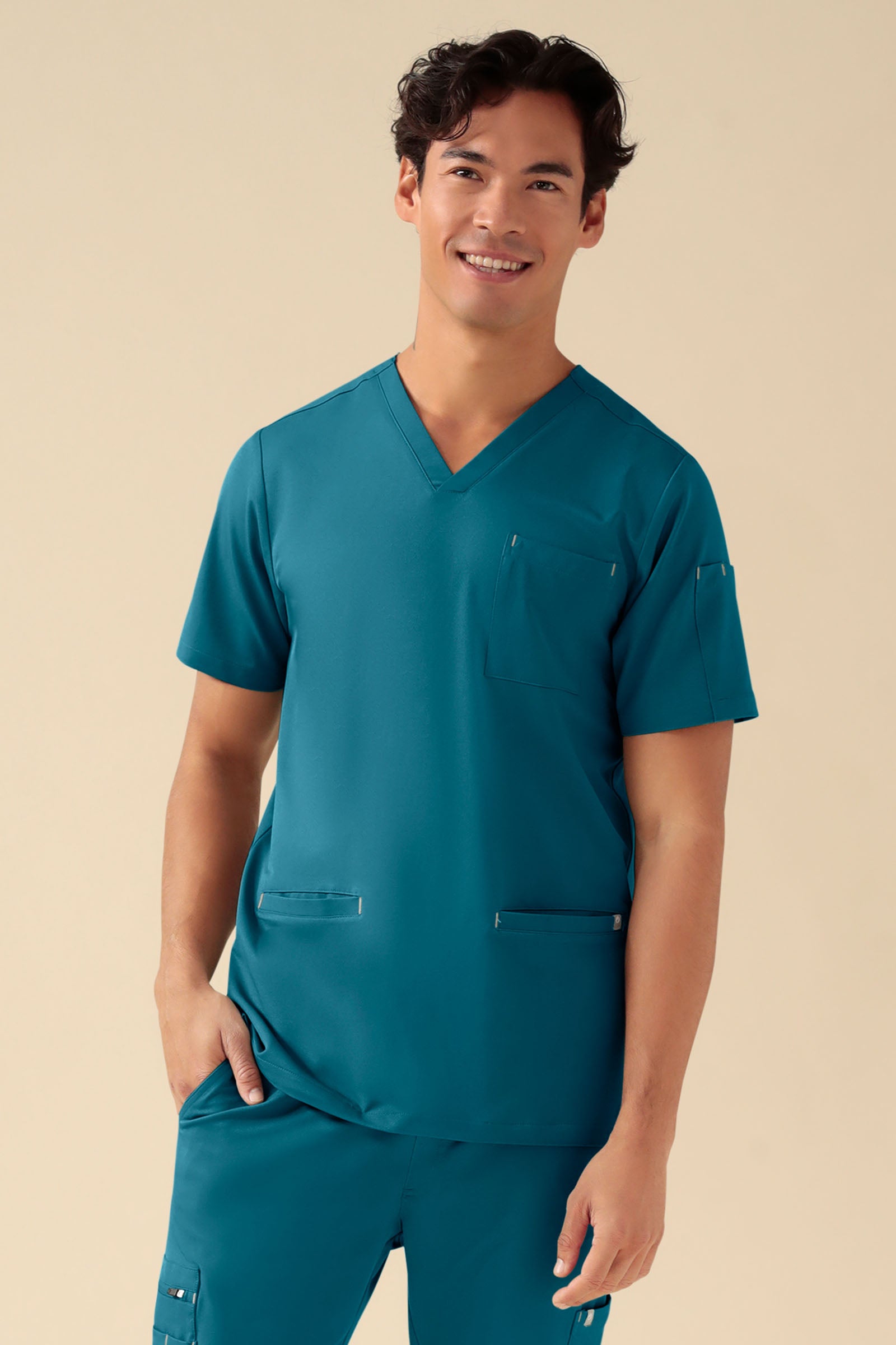 KAERE oversteektuniek heren - V-hals petrol