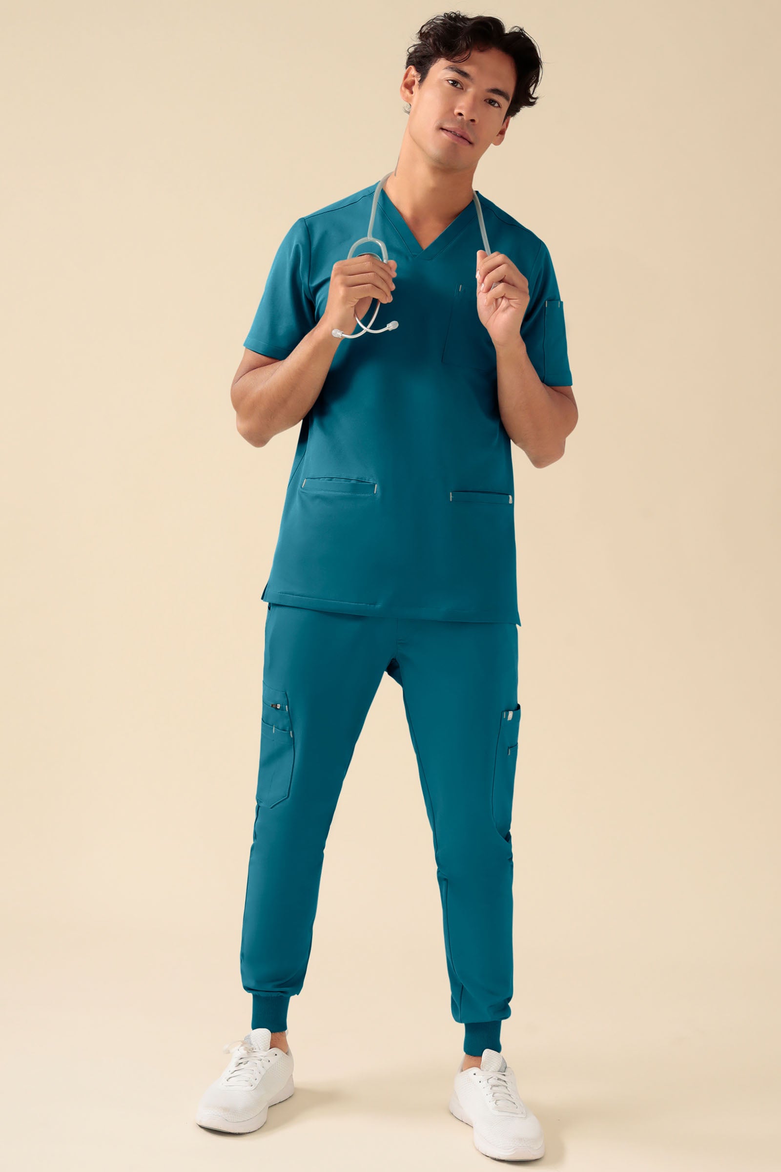 KAERE oversteektuniek heren - V-hals petrol