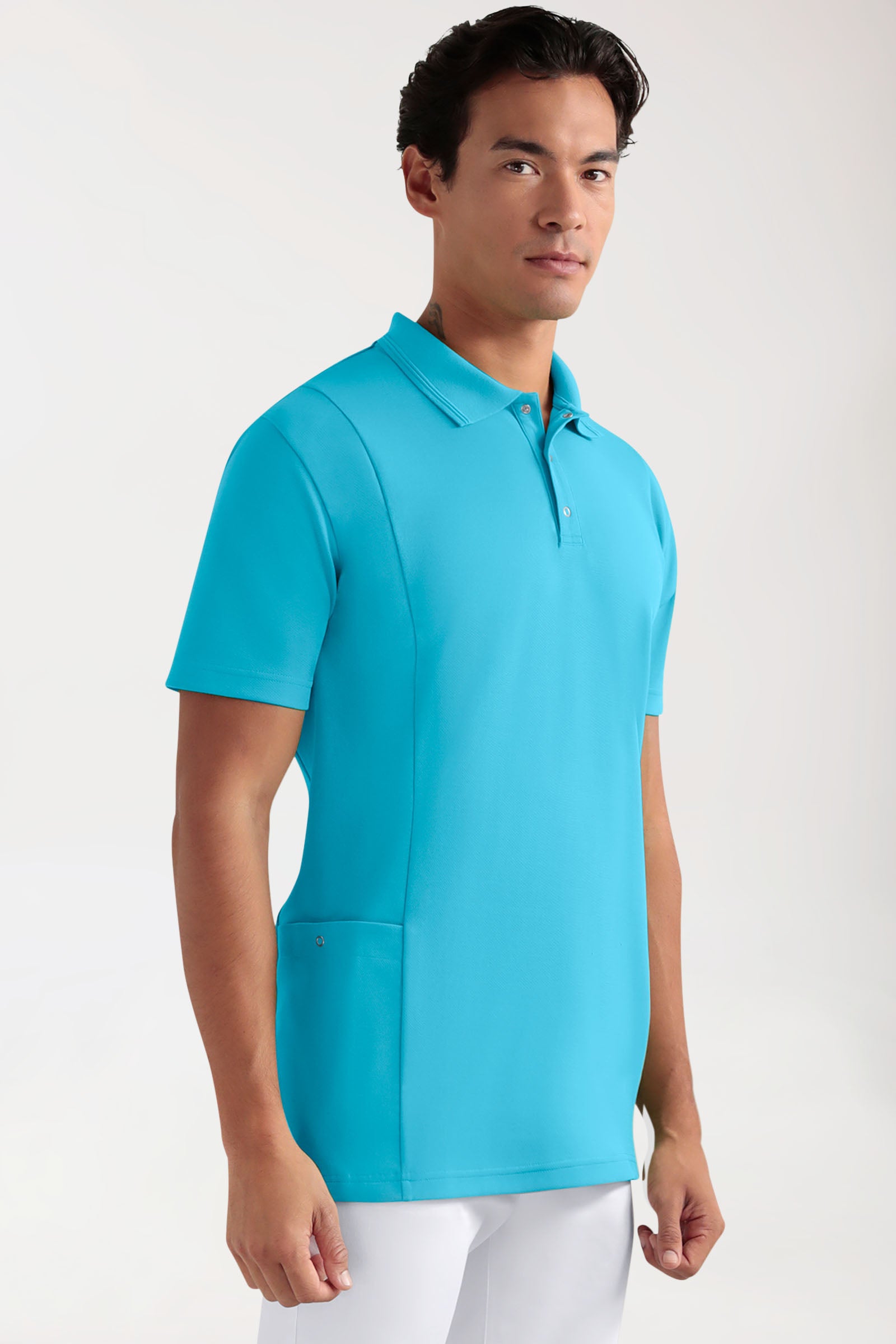 COMFY FLEX Stretch oversteektuniek heren - polokraag turquoise