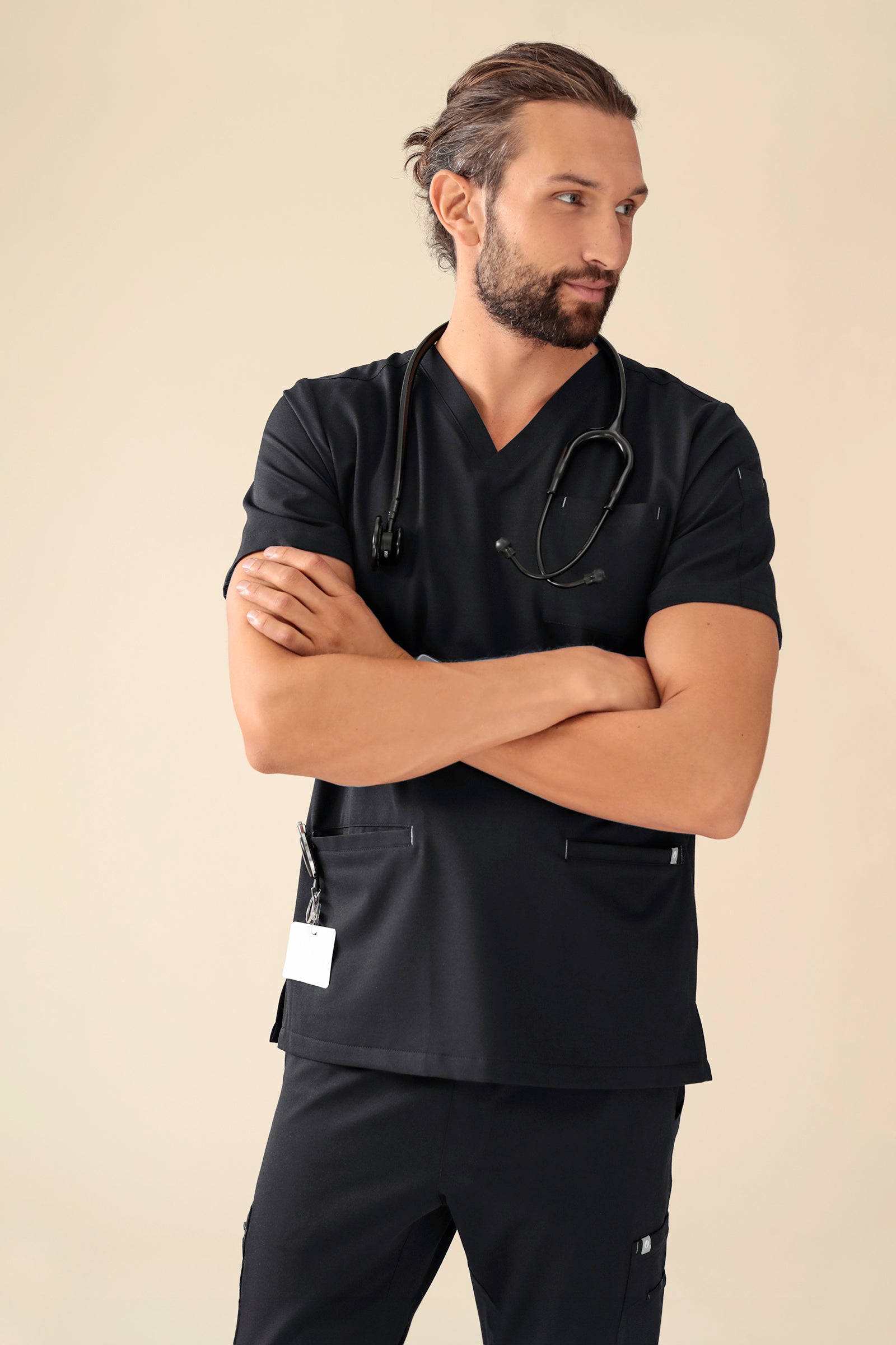 KAERE oversteektuniek heren - V-hals zwart