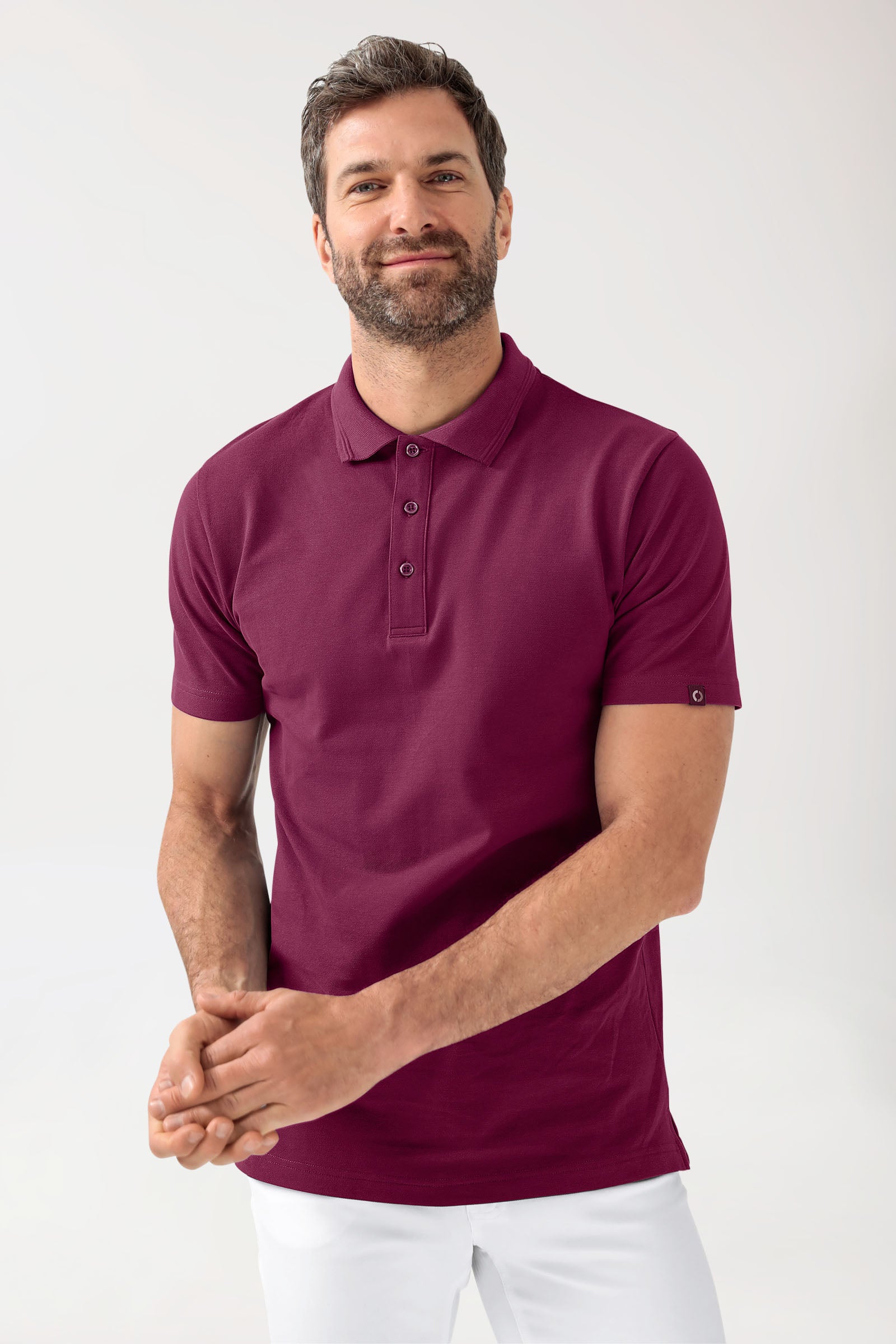 COMFY FLEX stretch shirt heren - polokraag berry