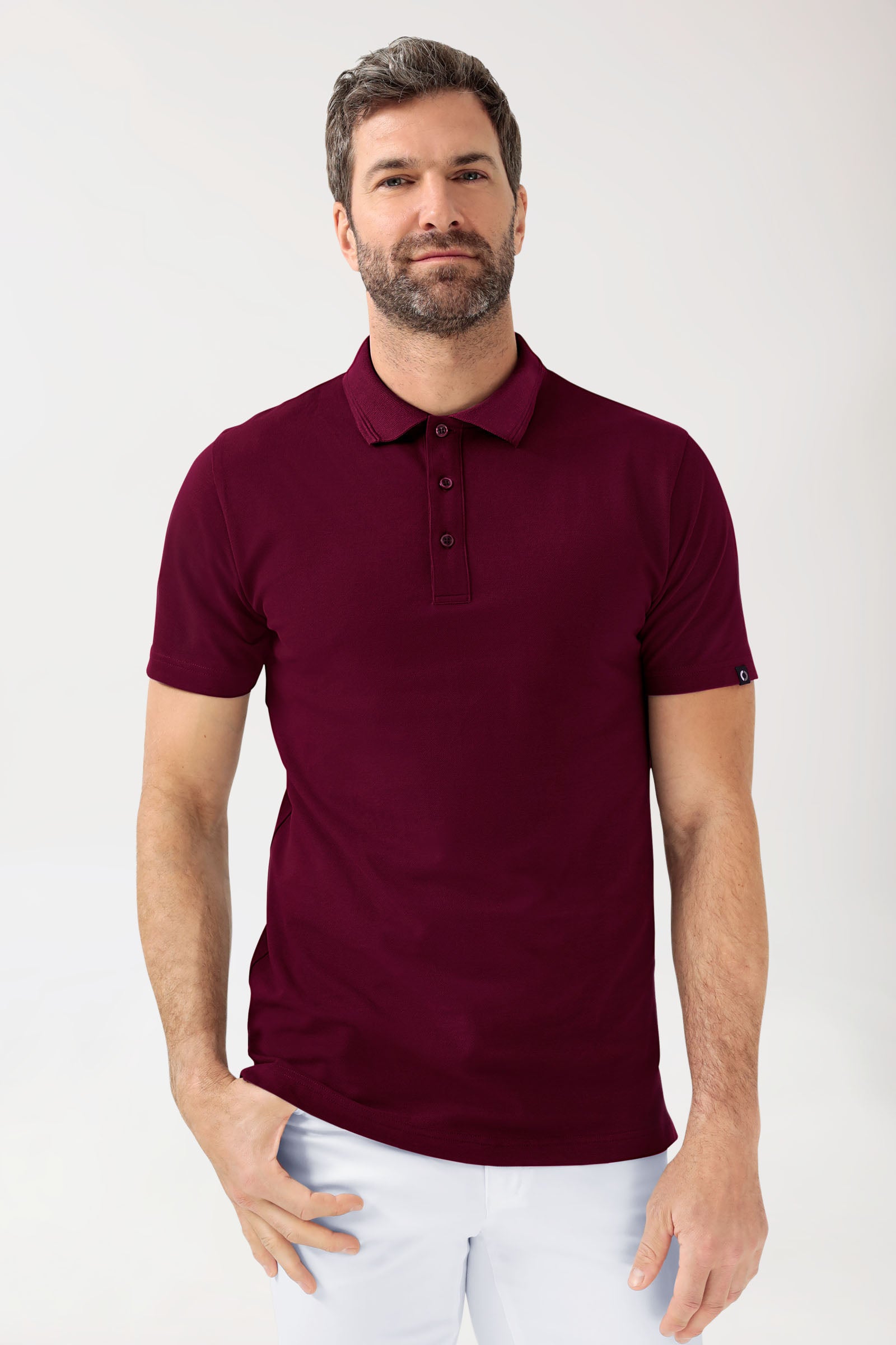 COMFY FLEX stretch shirt heren - polokraag bordeaux