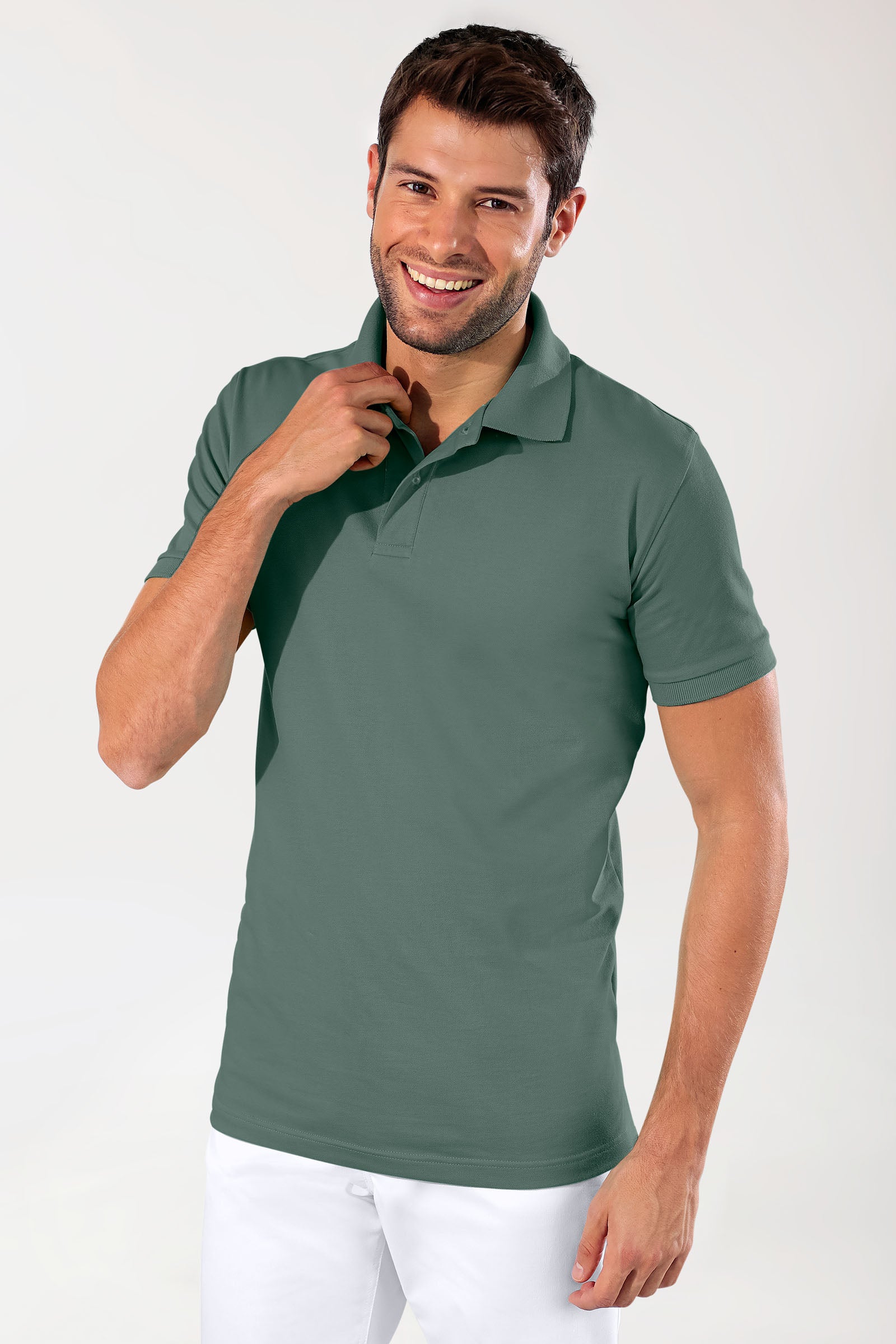 Stretch shirt heren - polokraag donkergroen
