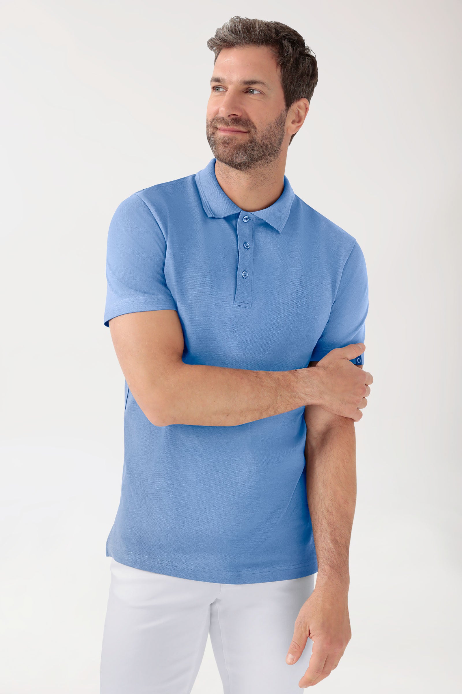 COMFY FLEX stretch shirt heren - polokraag hemelsblauw