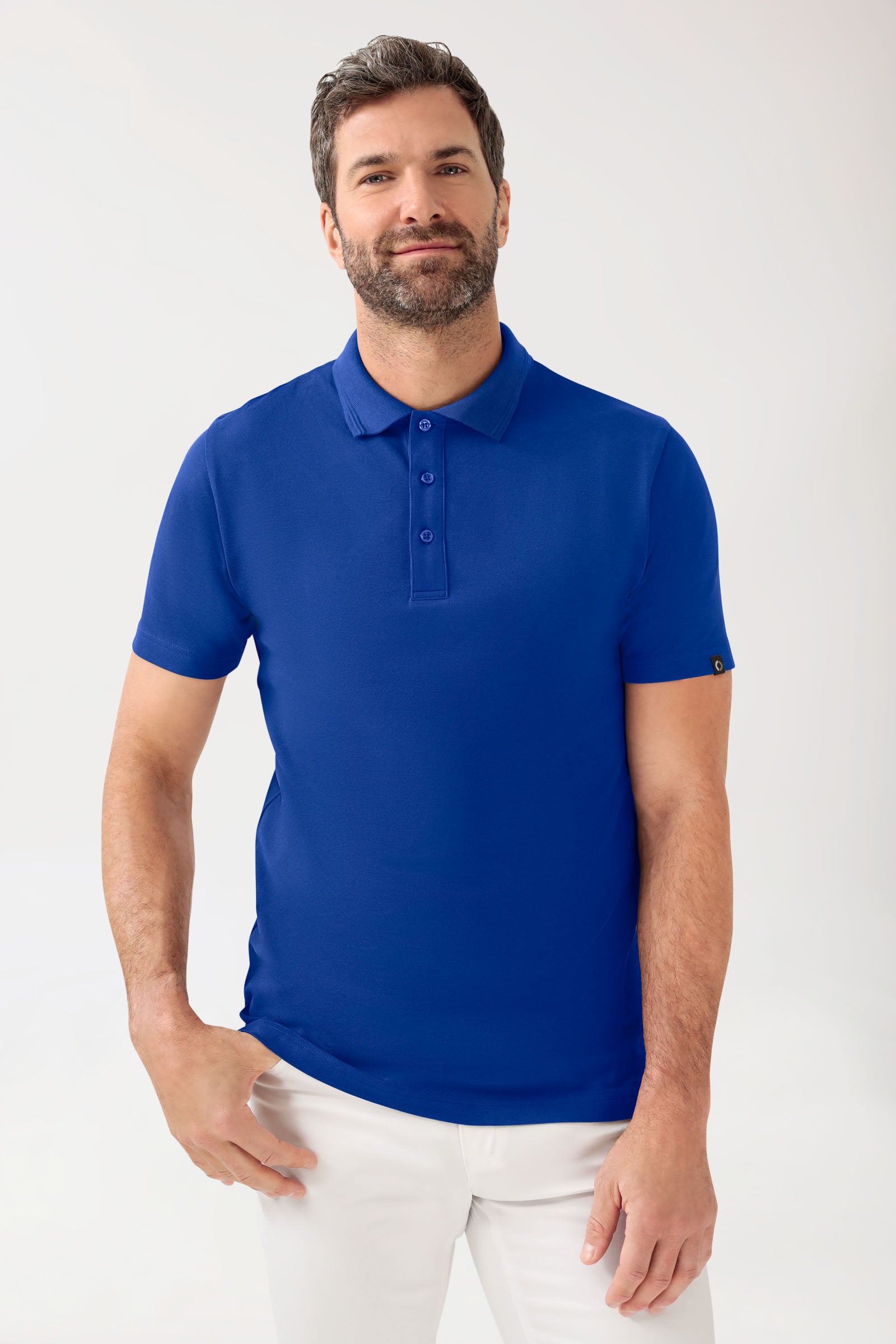 COMFY FLEX stretch shirt heren - polokraag koningsblauw