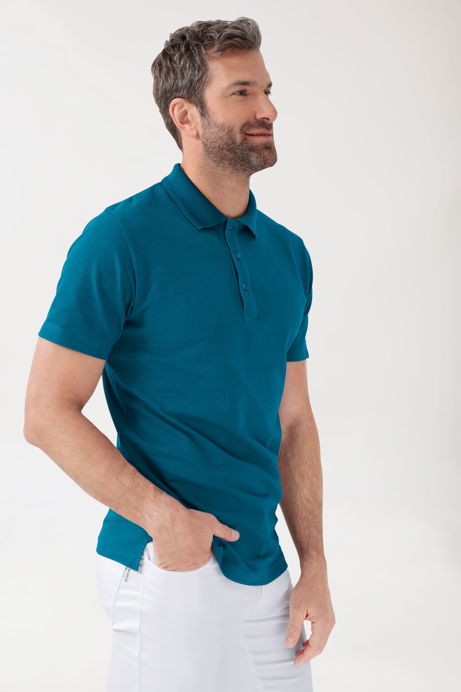 COMFY FLEX stretch shirt heren - polokraag petrol