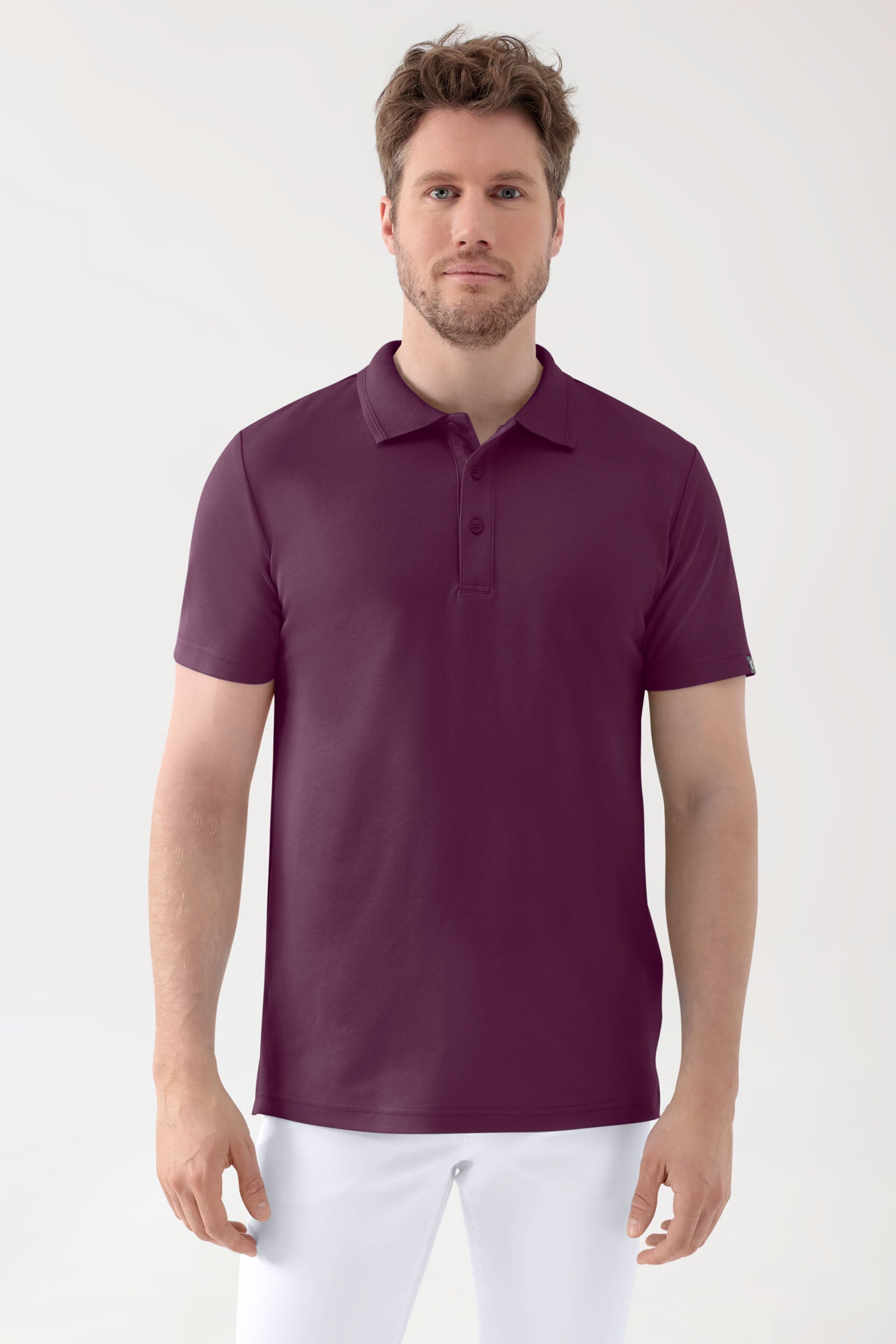 COMFY FLEX stretch shirt heren - polokraag pruimen