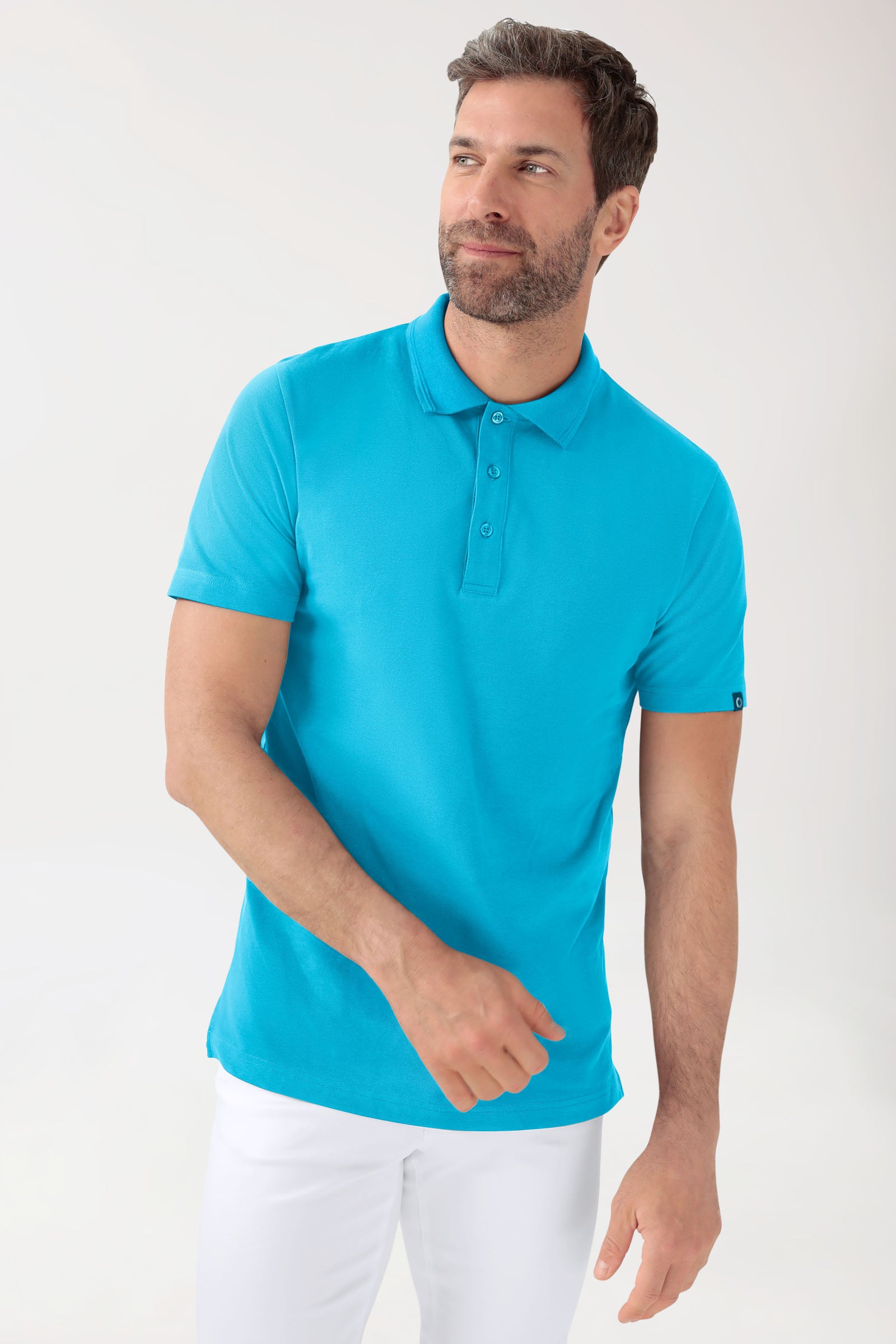 COMFY FLEX stretch shirt heren - polokraag turquoise