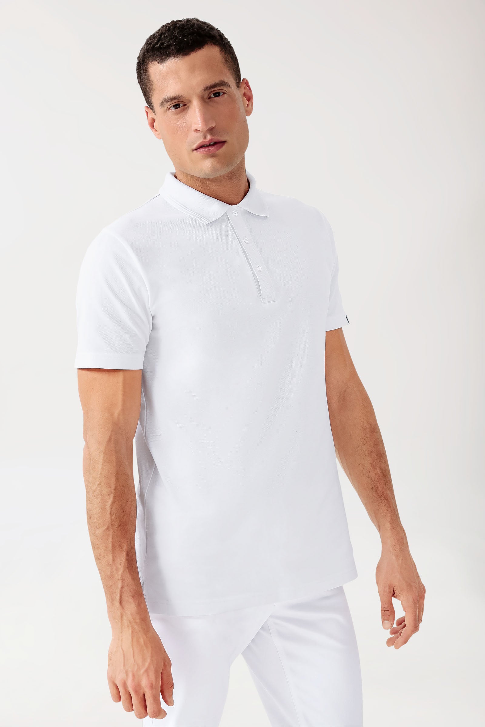COMFY FLEX stretch shirt heren - polokraag wit