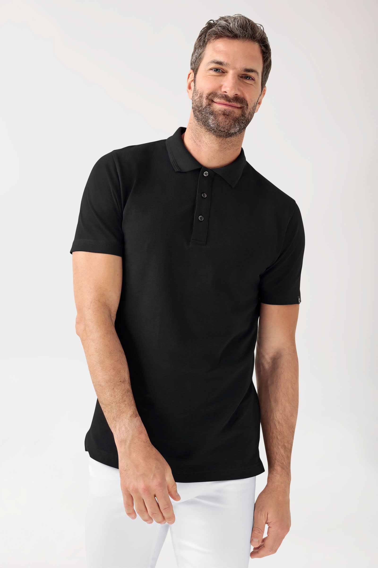 COMFY FLEX stretch shirt heren - polokraag zwart