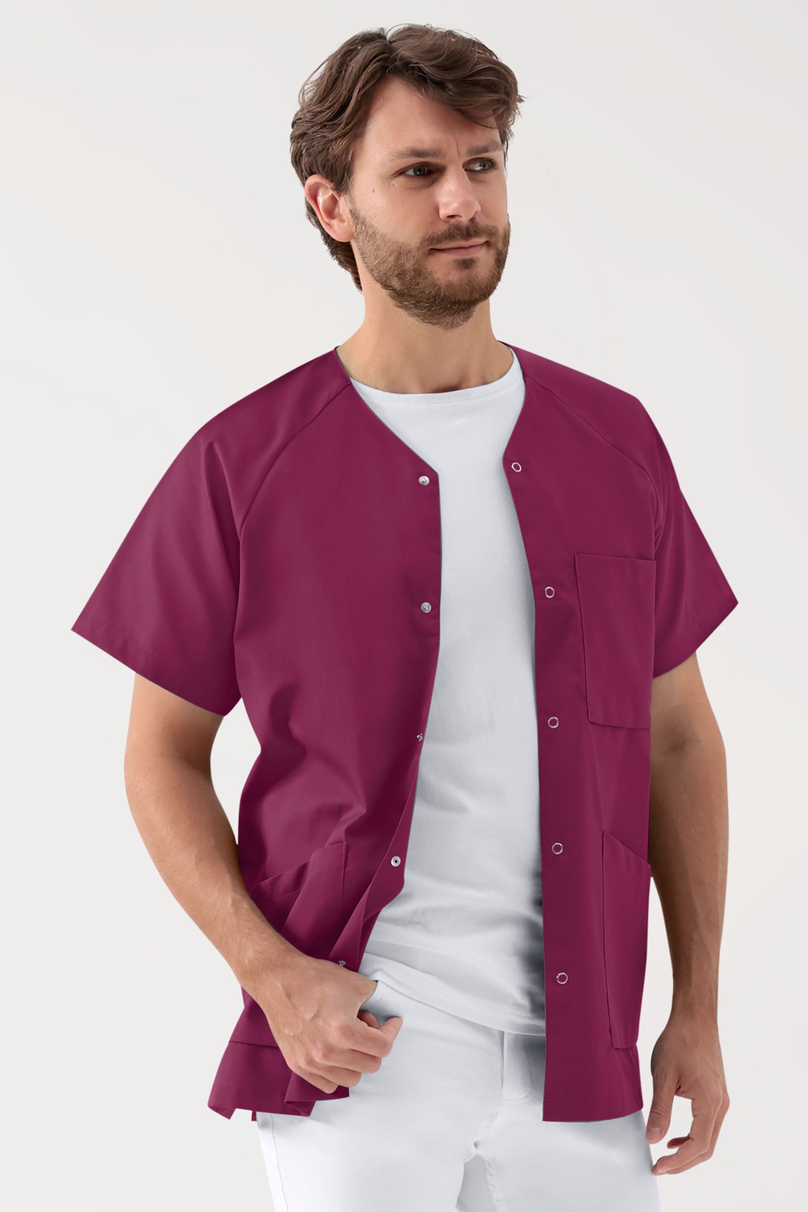 Tuniek-tuniek heren - drukknoopsluiting berry, Voorzijde view
