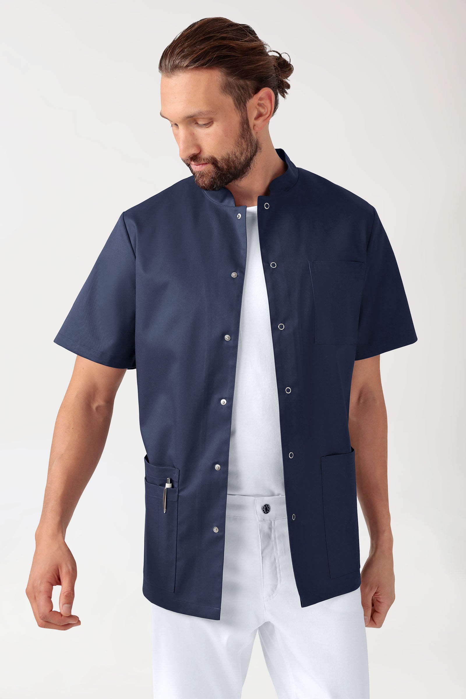 CLINIC STRETCH tuniek heren - doorknoopsluiting navy