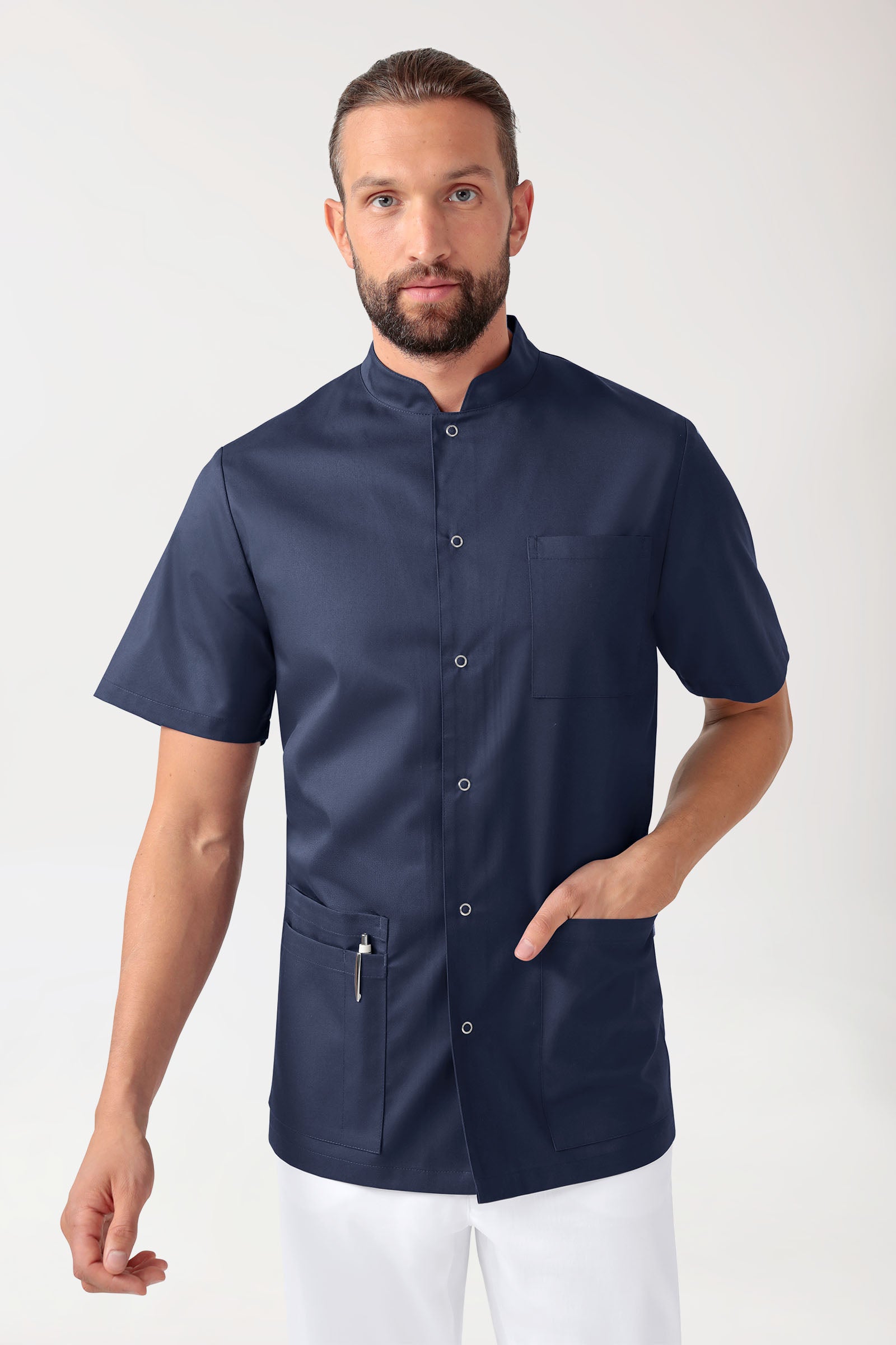CLINIC STRETCH tuniek heren - doorknoopsluiting navy
