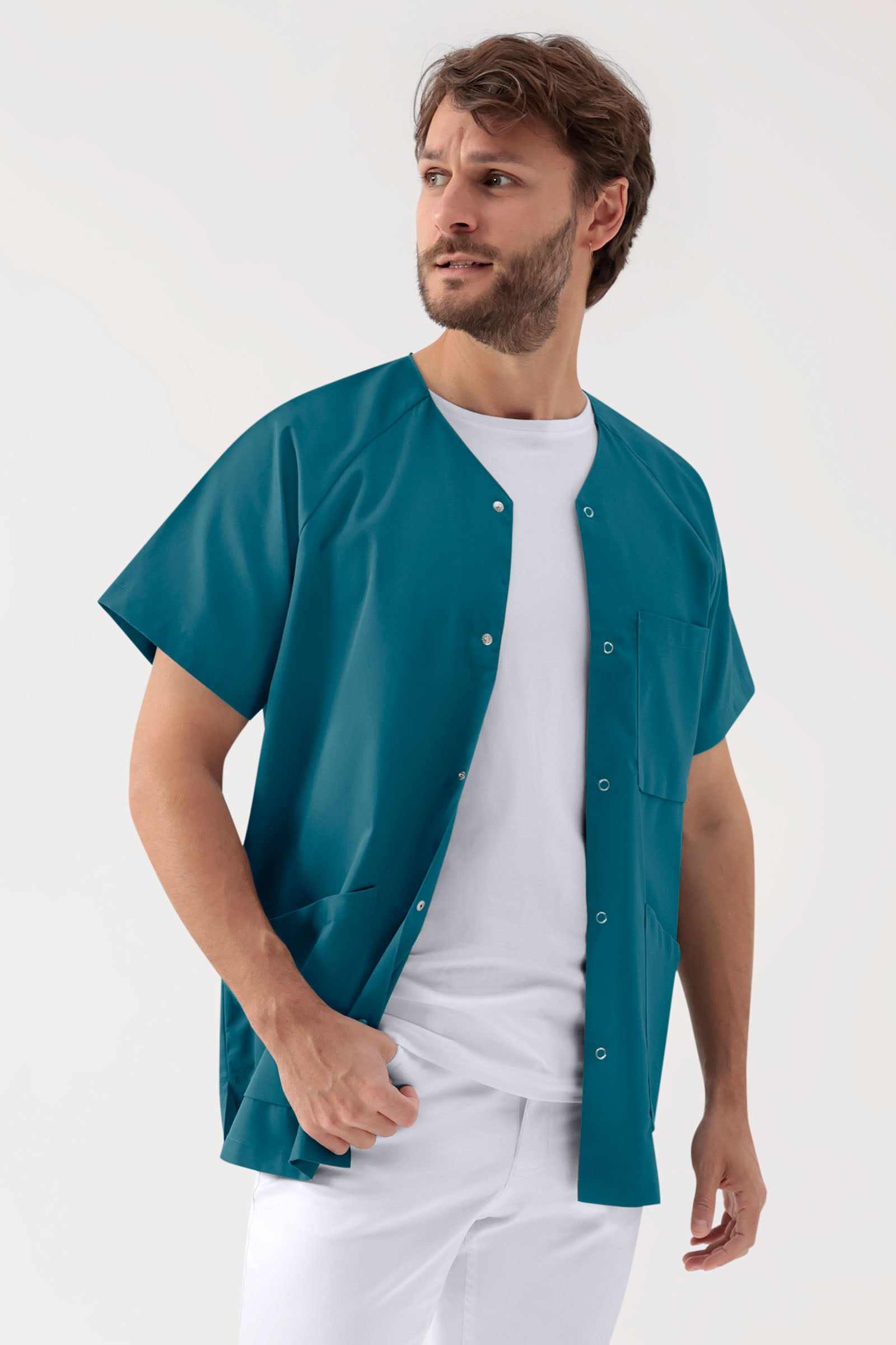 Tuniek-tuniek heren - drukknoopsluiting petrol