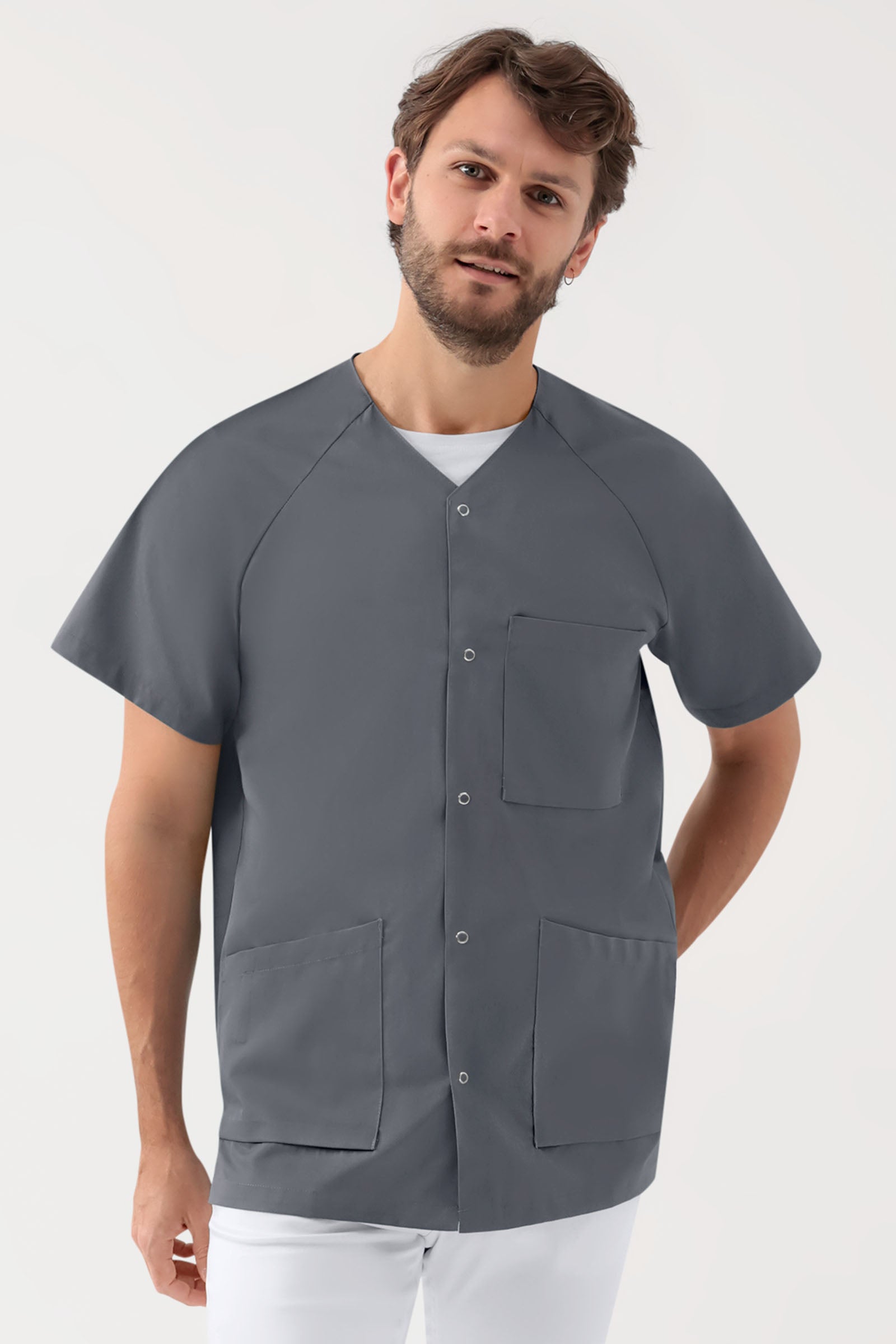 Tuniek-tuniek heren - drukknoopsluiting steengrijs
