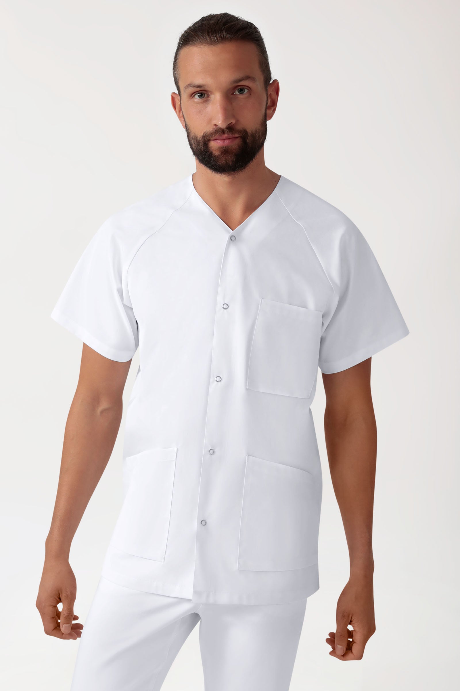 Tuniek-tuniek heren - drukknoopsluiting wit