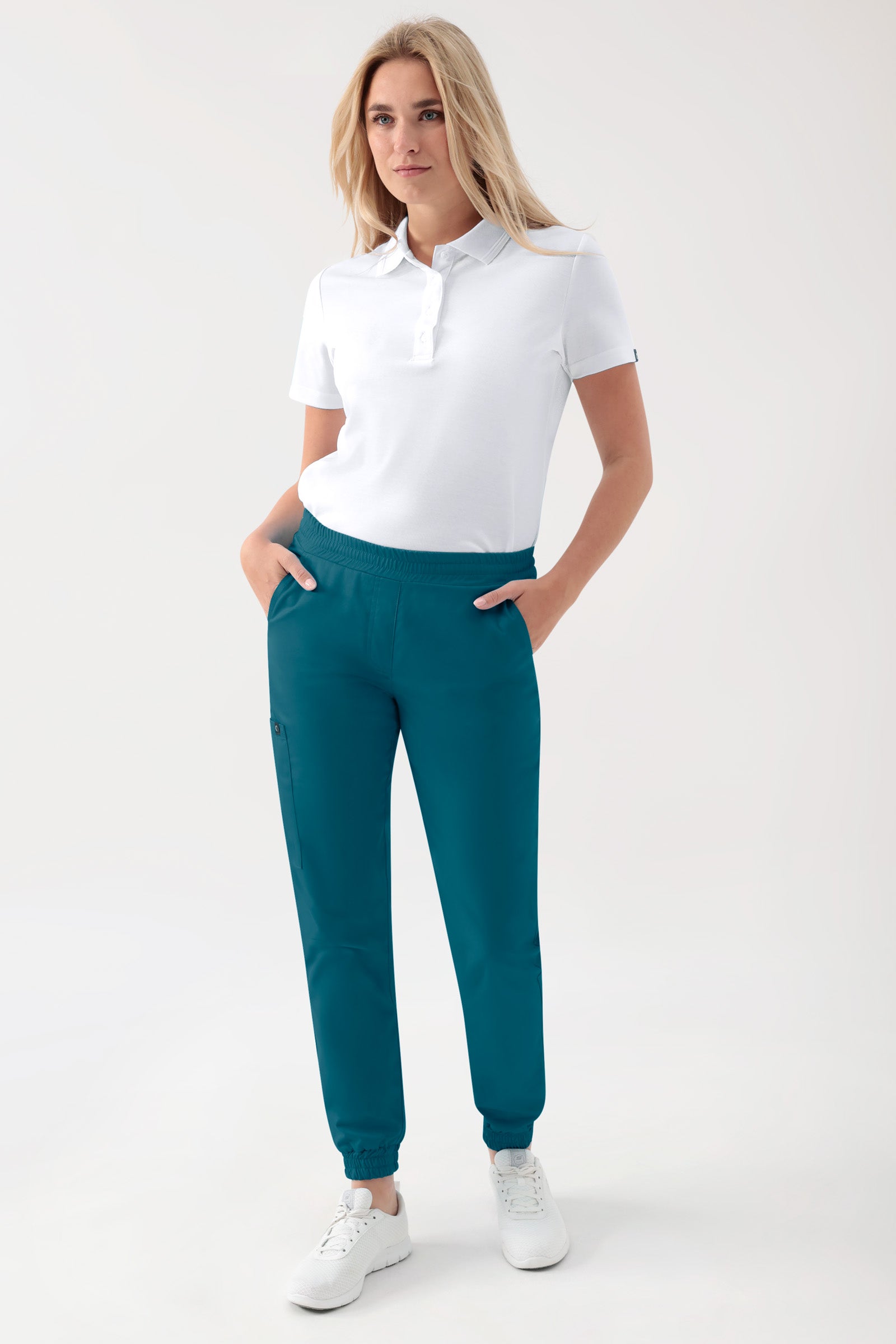 GREEN Stretch broek dames - joggingbroek style petrol