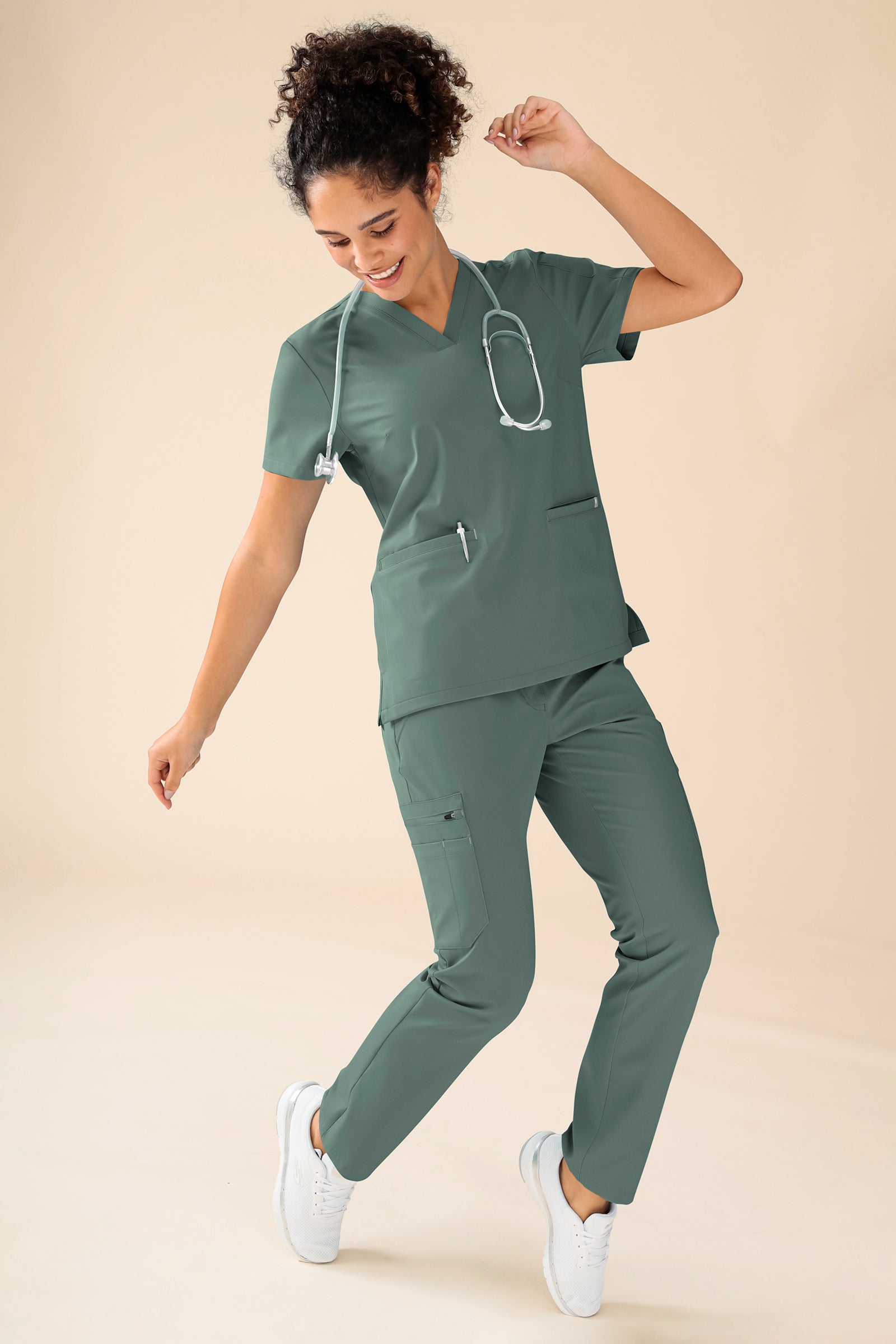 KAERE oversteektuniek dames - V-hals donkergroen