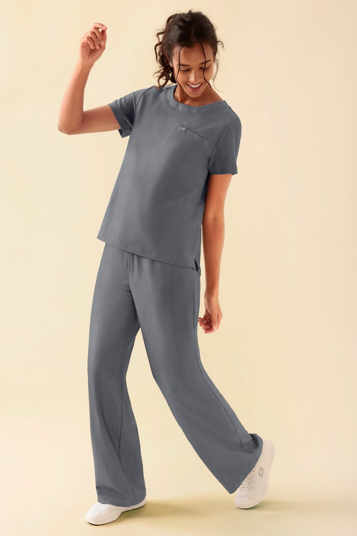 KAERE shirt dames - ronde hals grijs melange