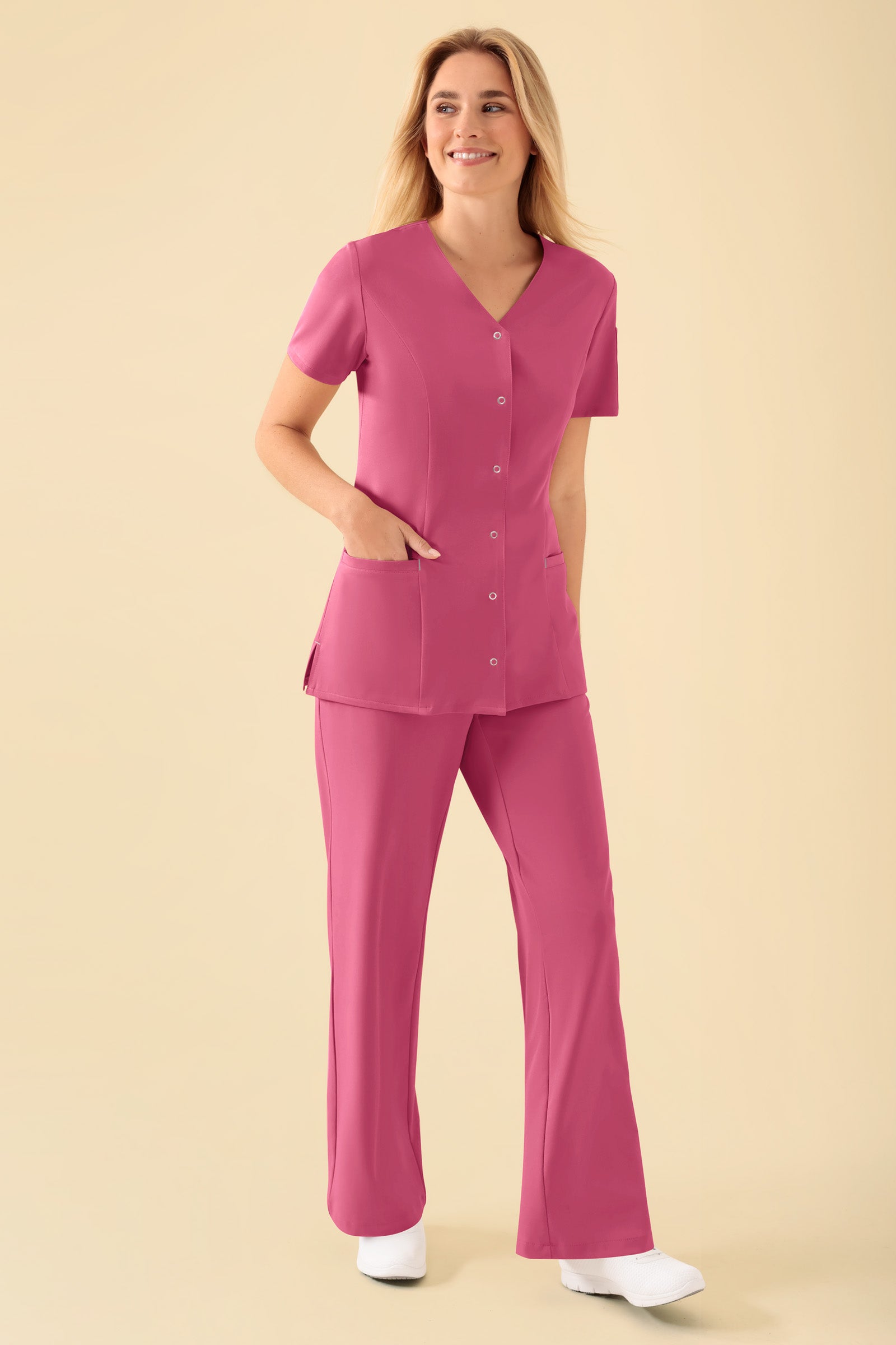 KAERE tuniek dames - drukknoopsluiting oud rose