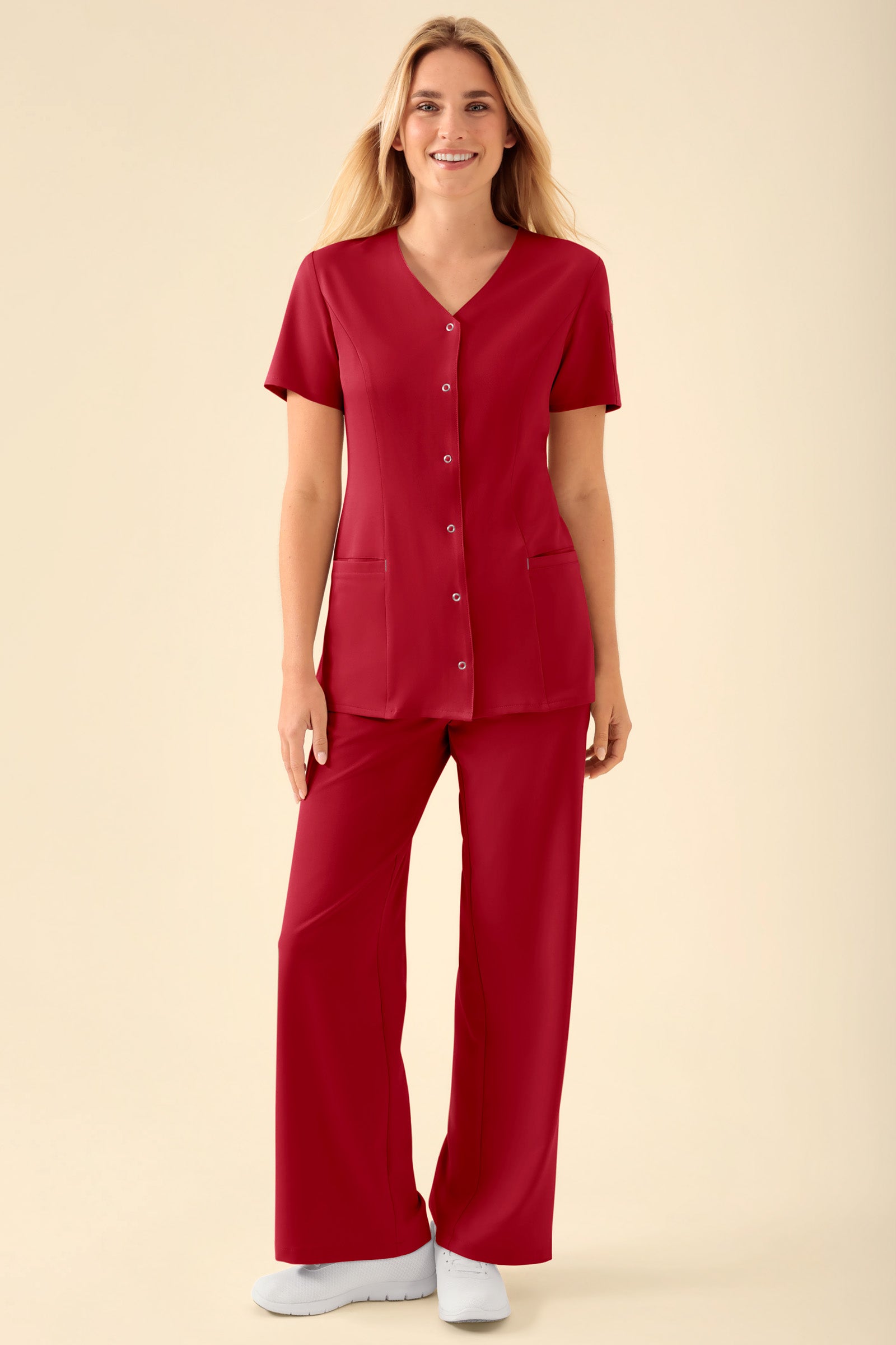 KAERE tuniek dames - drukknoopsluiting rood