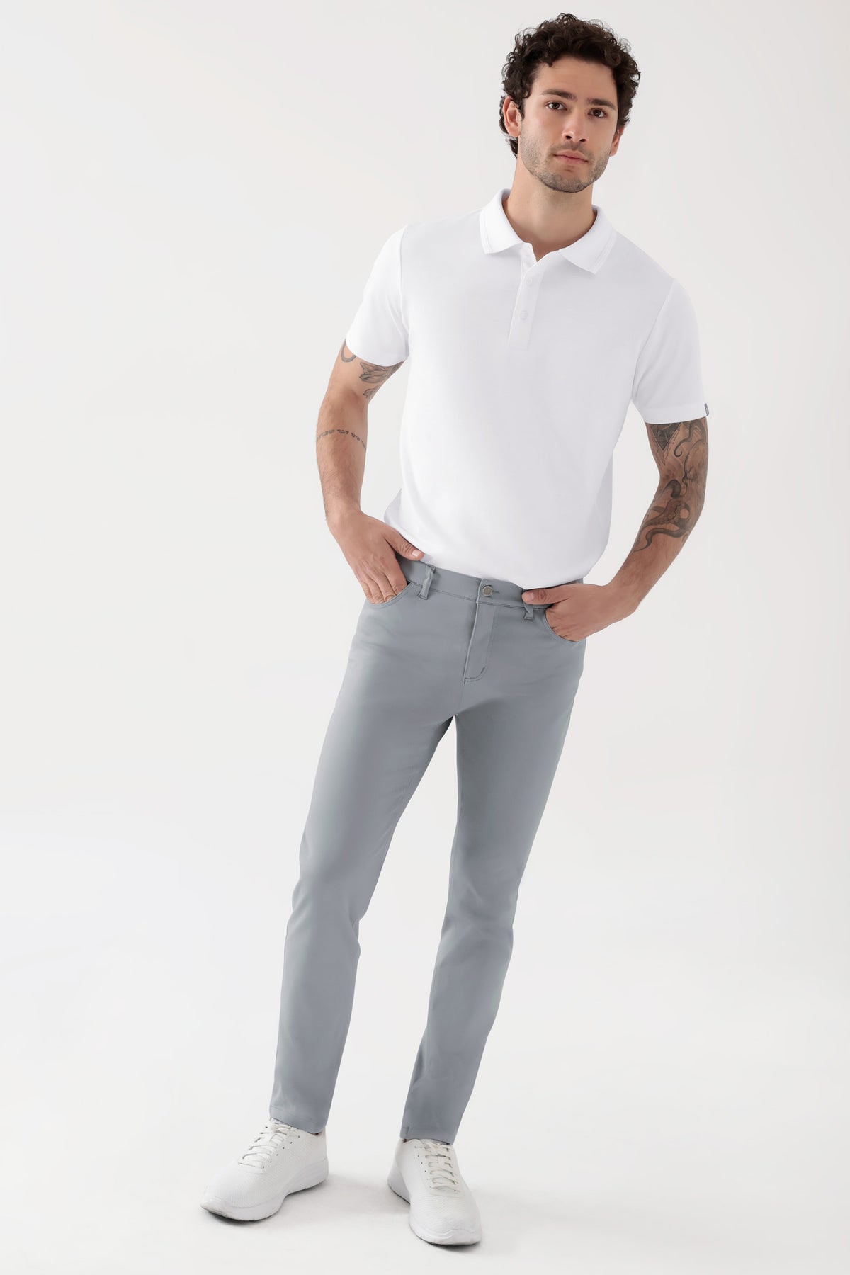 COMFY FLEX 5-pocket broek heren - slanke pijp grijs