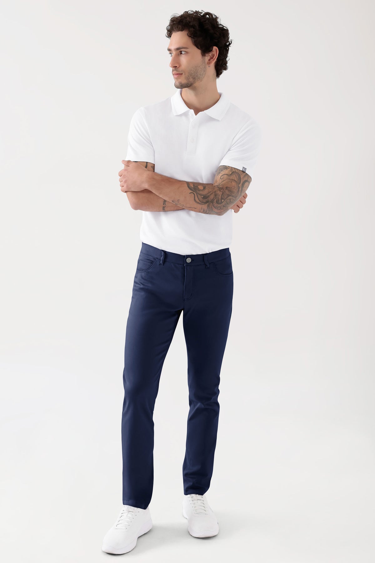 COMFY FLEX 5-pocket broek heren - slanke pijp navy