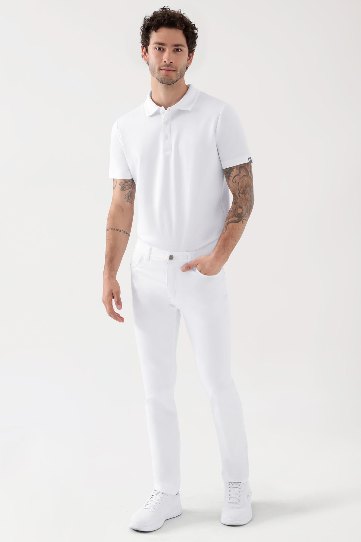 COMFY FLEX 5-pocket broek heren - slanke pijp wit