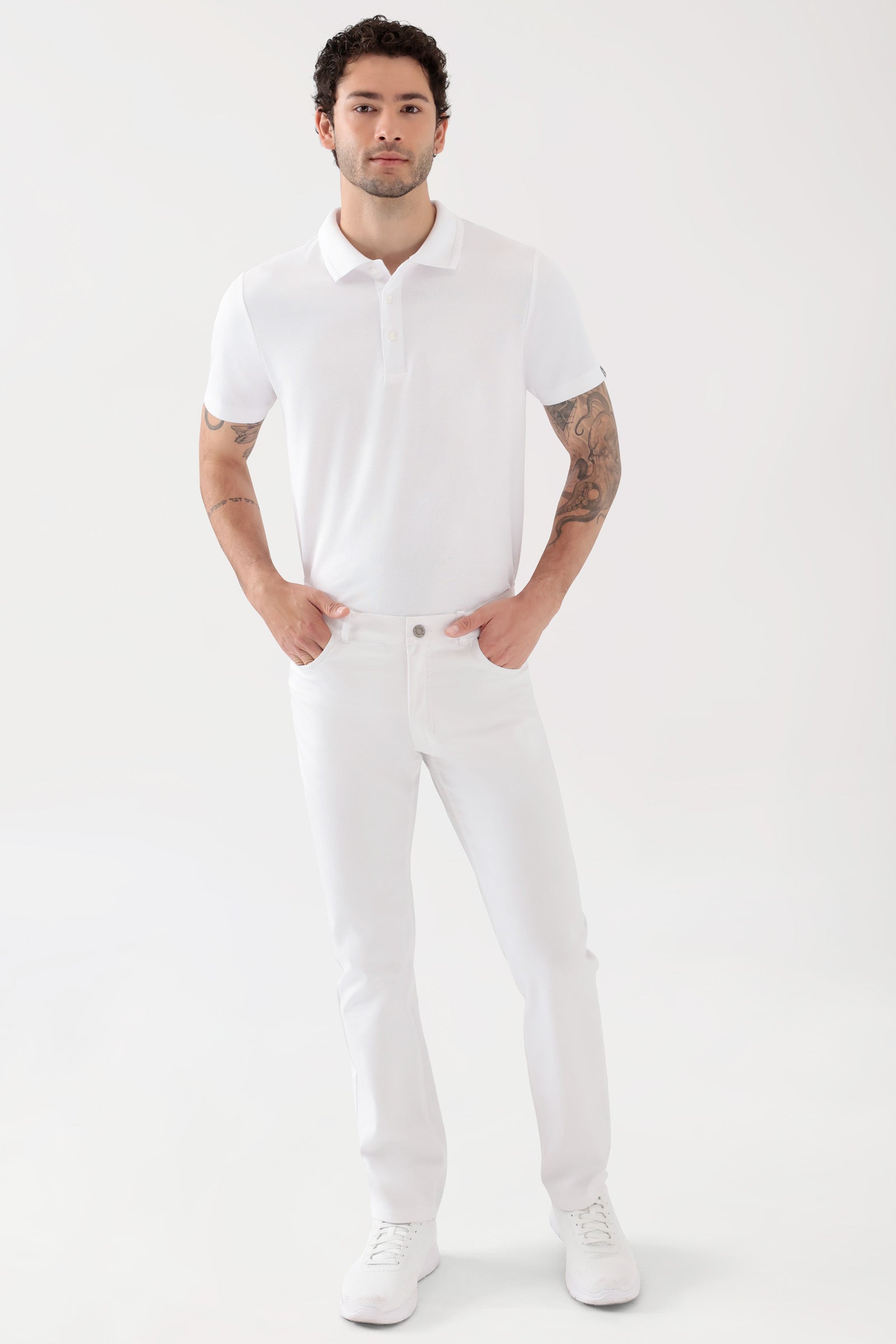 COMFY FLEX 5-pocket broek heren - rechte pijp wit