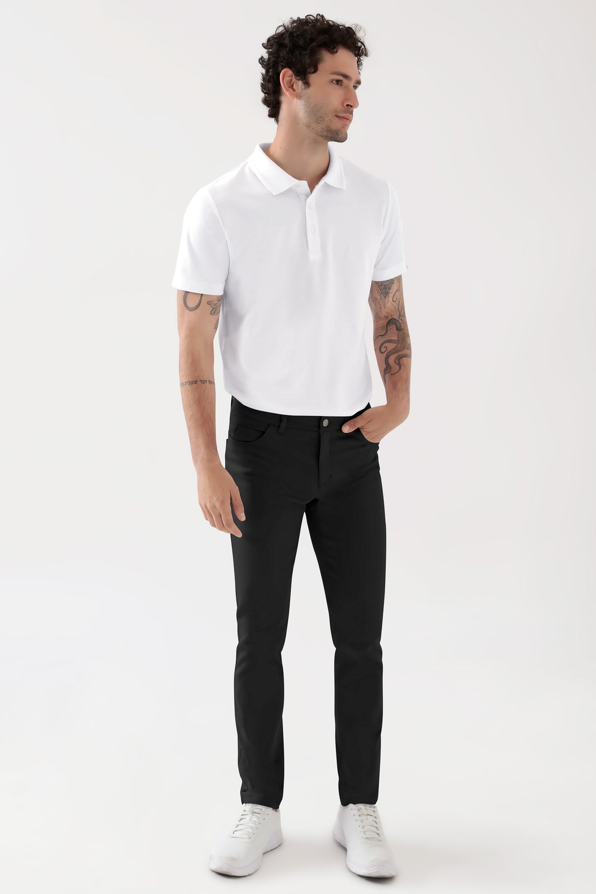 COMFY FLEX 5-pocket broek heren - slanke pijp zwart