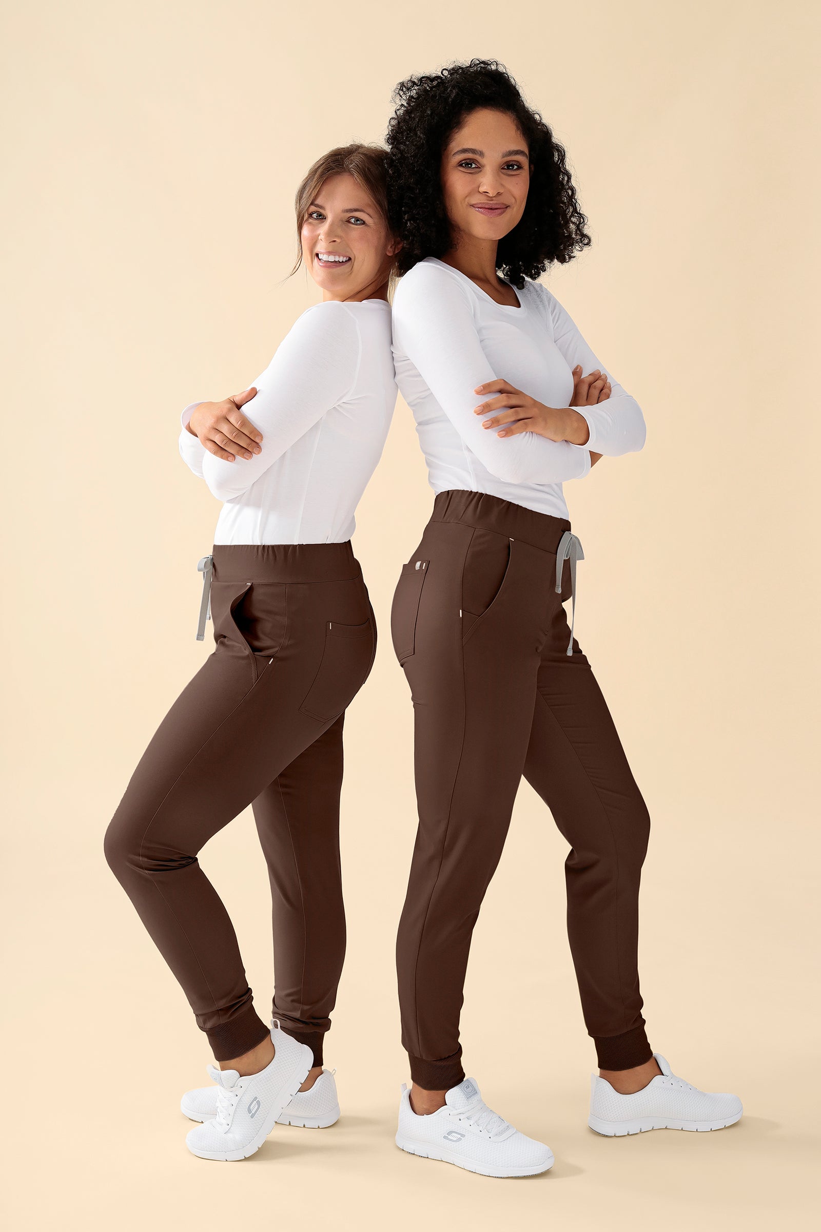 KAERE broek dames - zoom met elastische boord zonder beenzak coffee, Voorzijde view