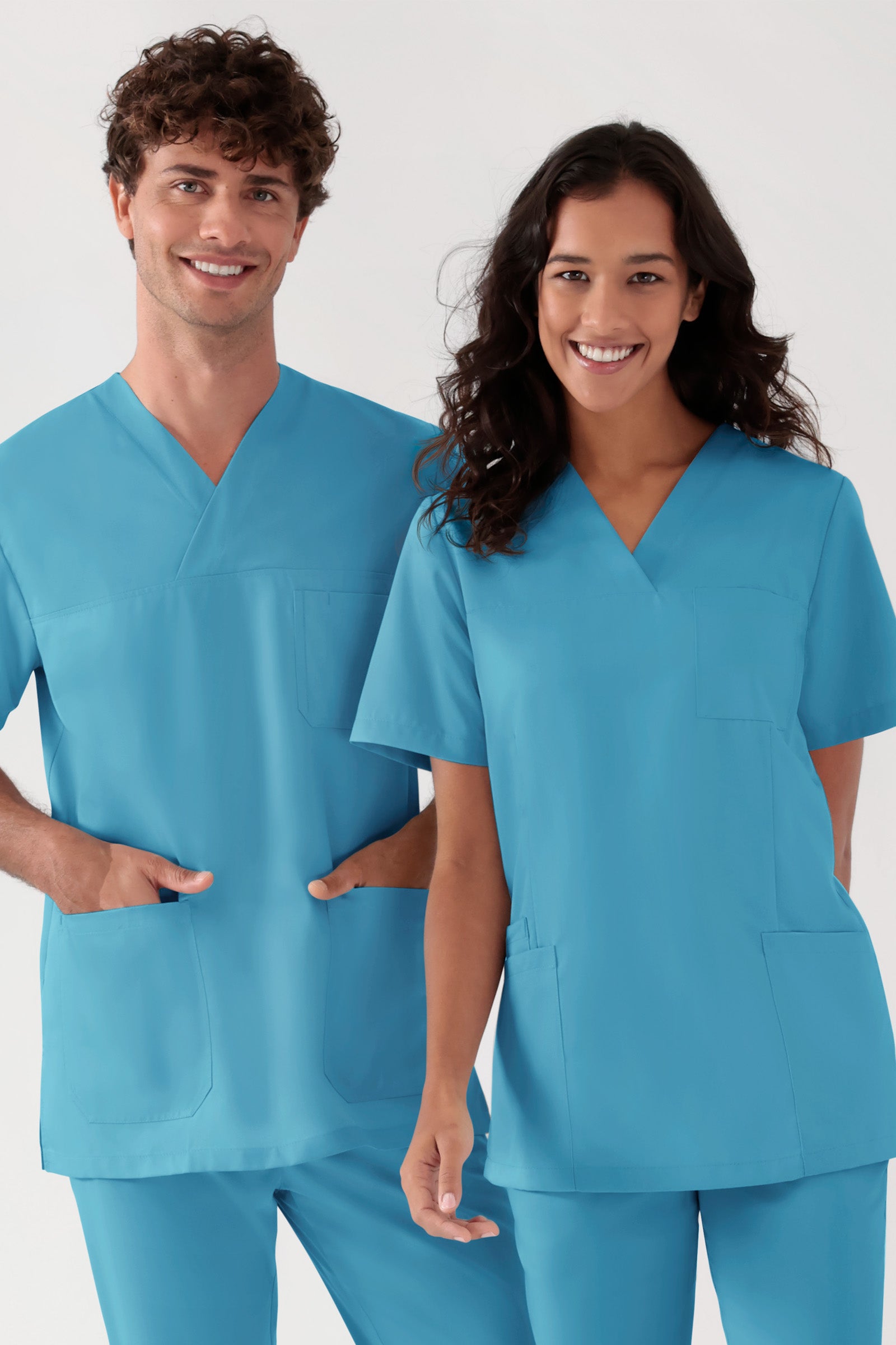 TENCEL™ oversteektuniek dames - V-hals donker turquoise, Voorzijde view