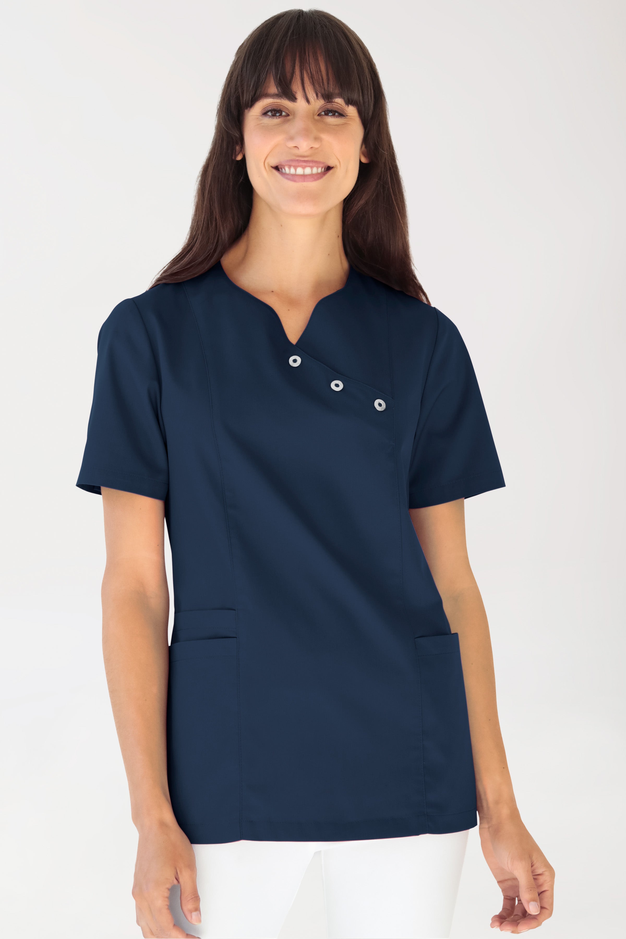 oversteektuniek dames - stretch navy, Voorzijde view