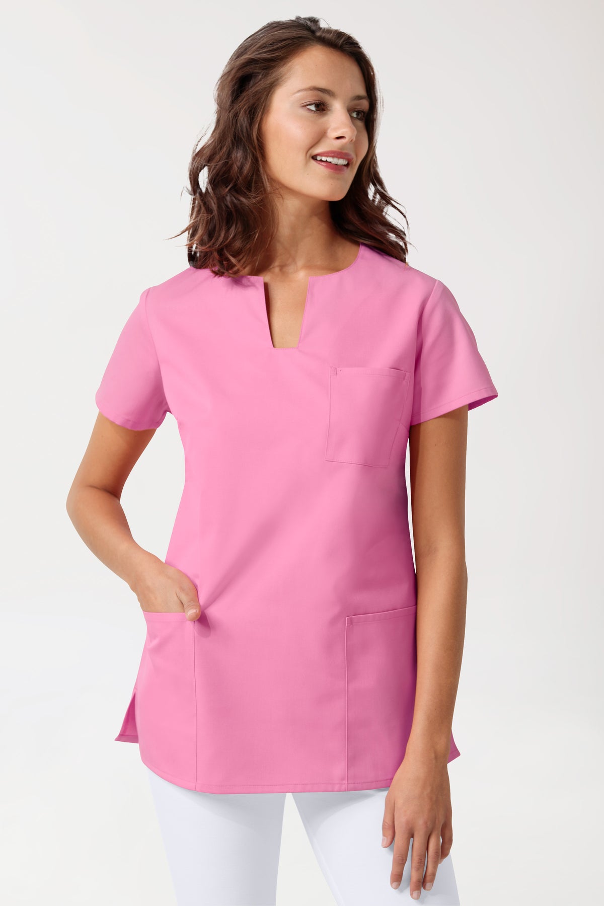 JUST STRONG oversteektuniek dames - hoekige hals rosy pink, Voorzijde view