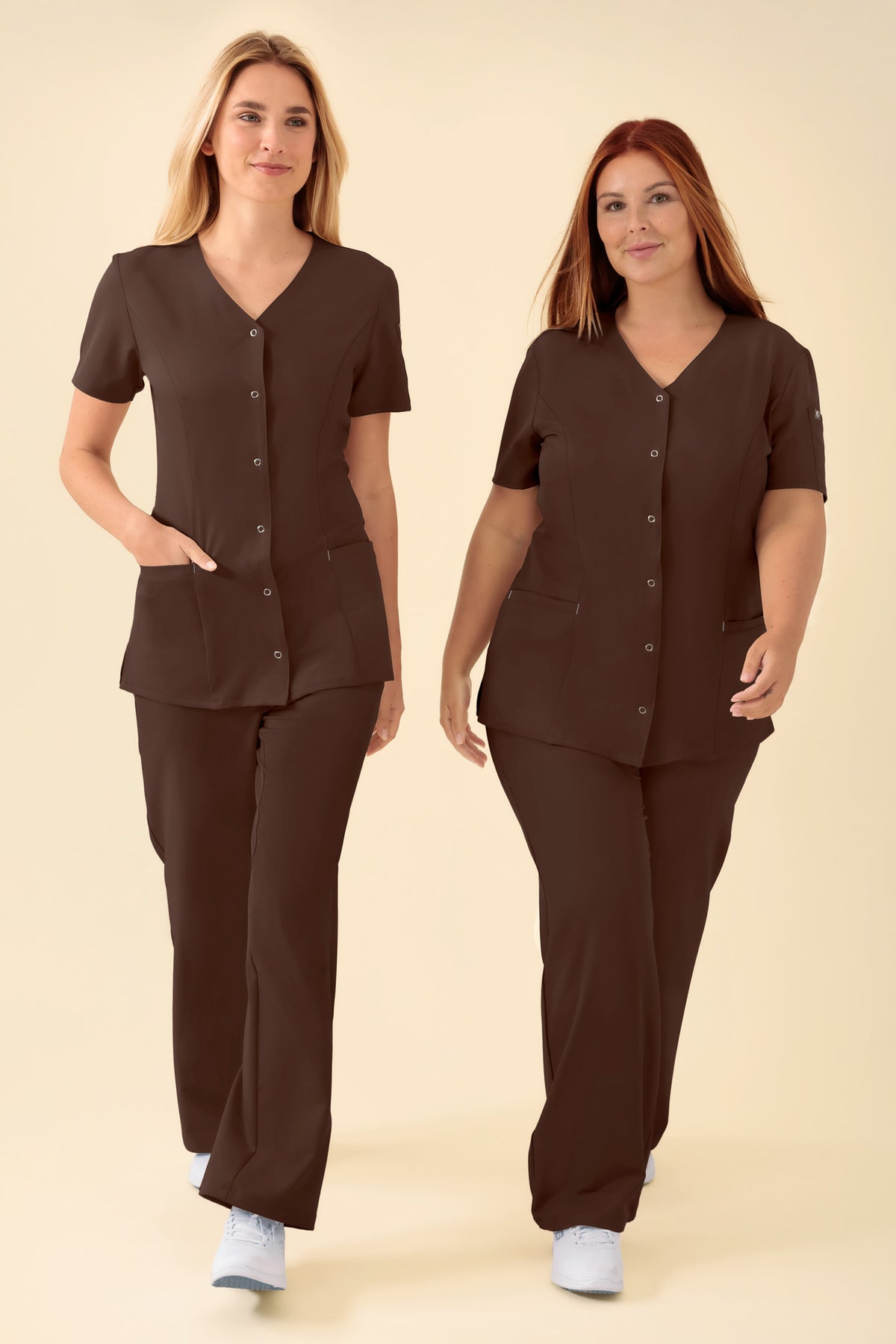 KAERE tuniek dames - drukknoopsluiting coffee, Voorzijde view