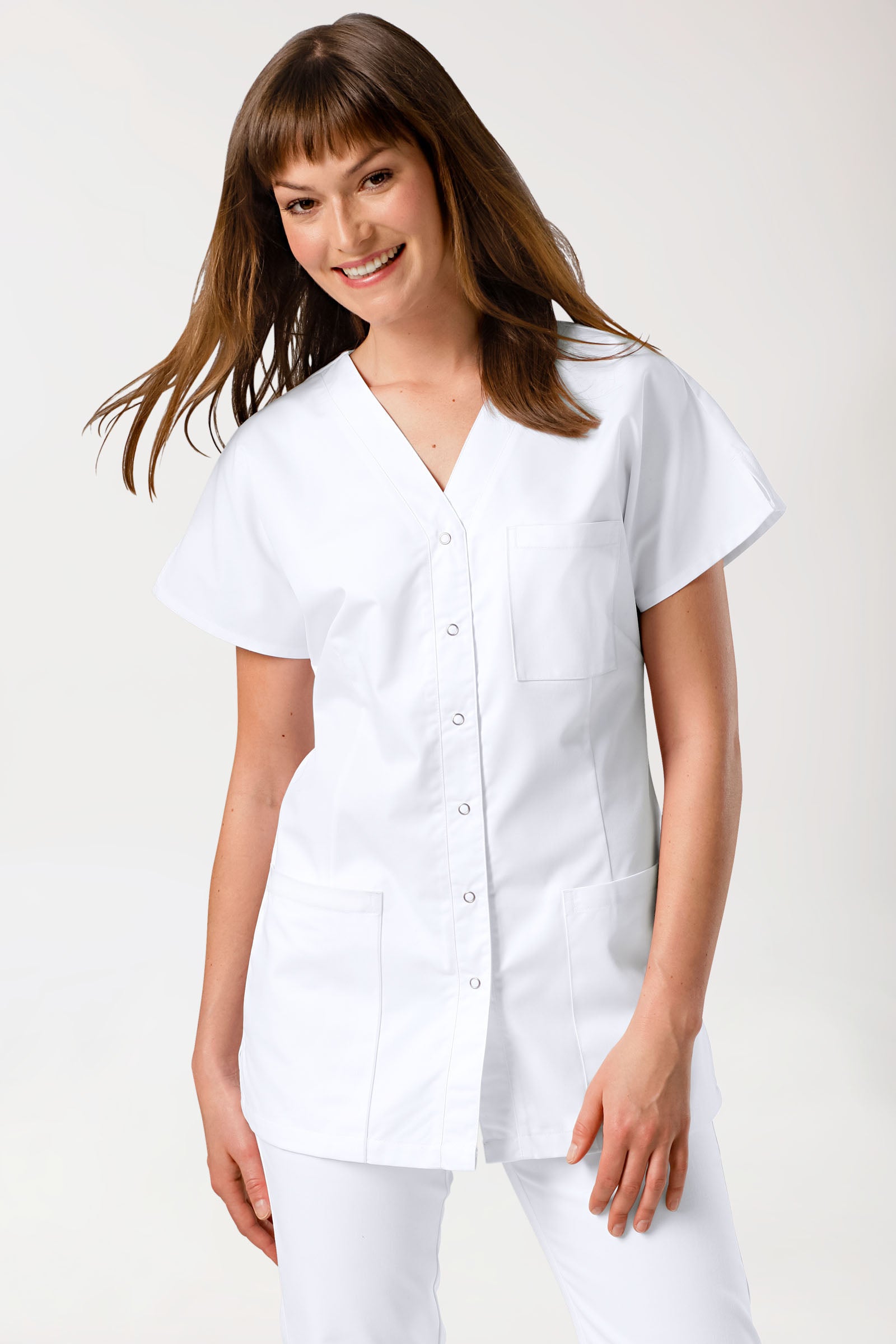 JUST STRONG tuniek dames - doorknoopsluiting wit, Voorzijde view