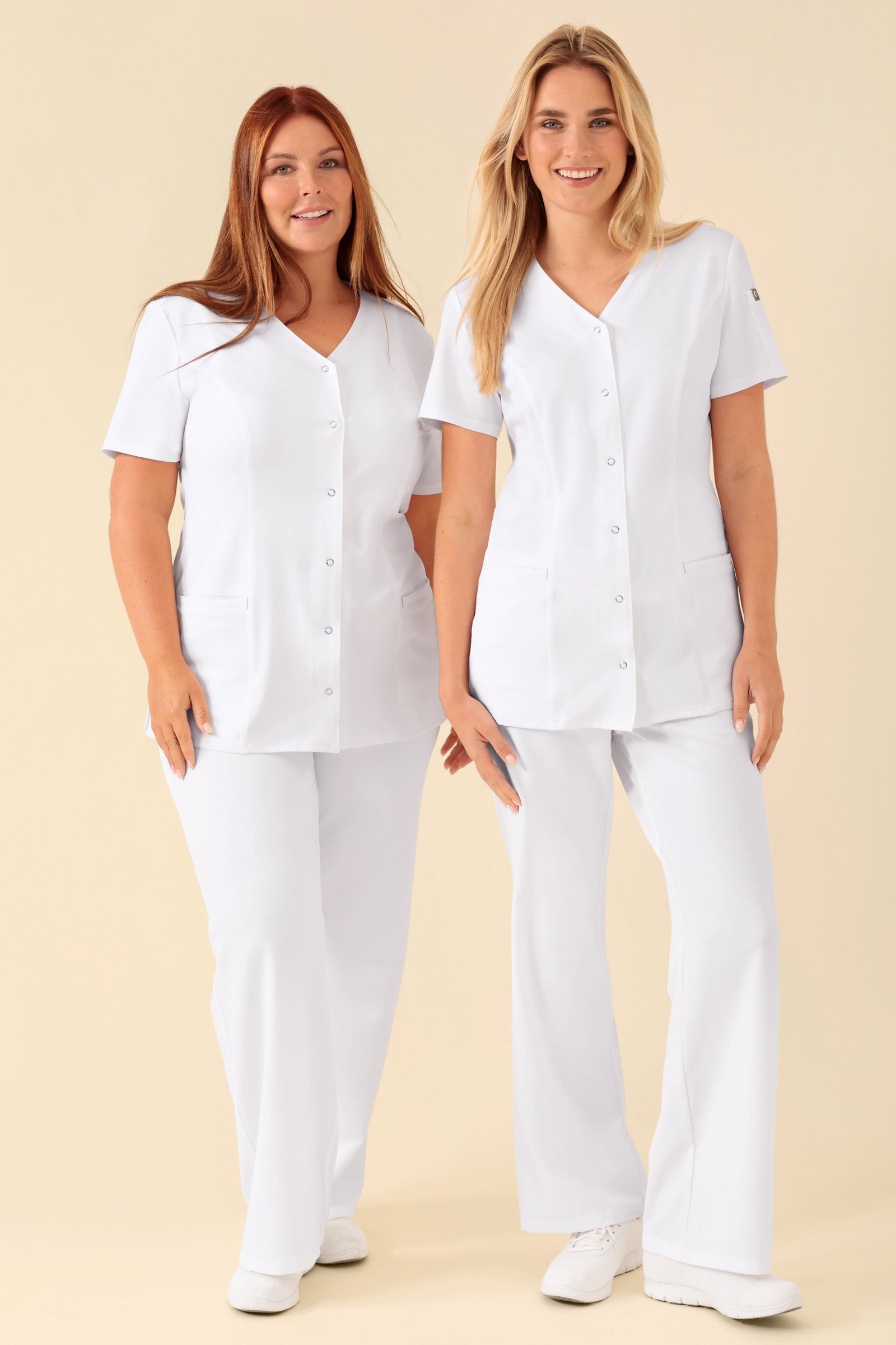 KAERE tuniek dames - drukknoopsluiting wit, Voorzijde view