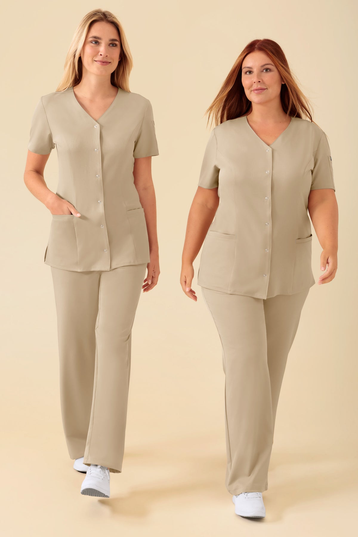 KAERE tuniek dames - drukknoopsluiting zand, Voorzijde view