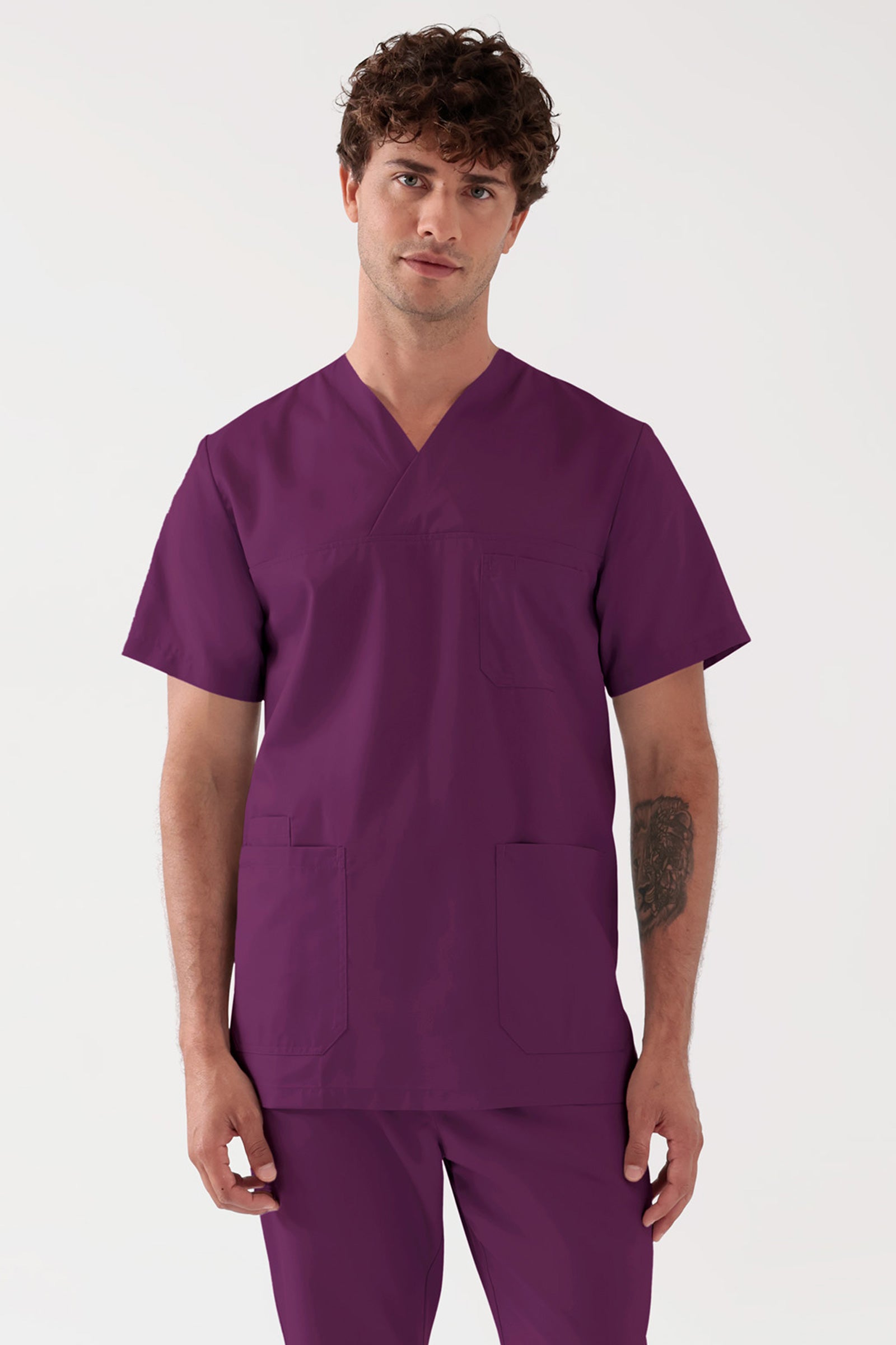 TENCEL™ oversteektuniek heren - V-hals black berry, Voorzijde view