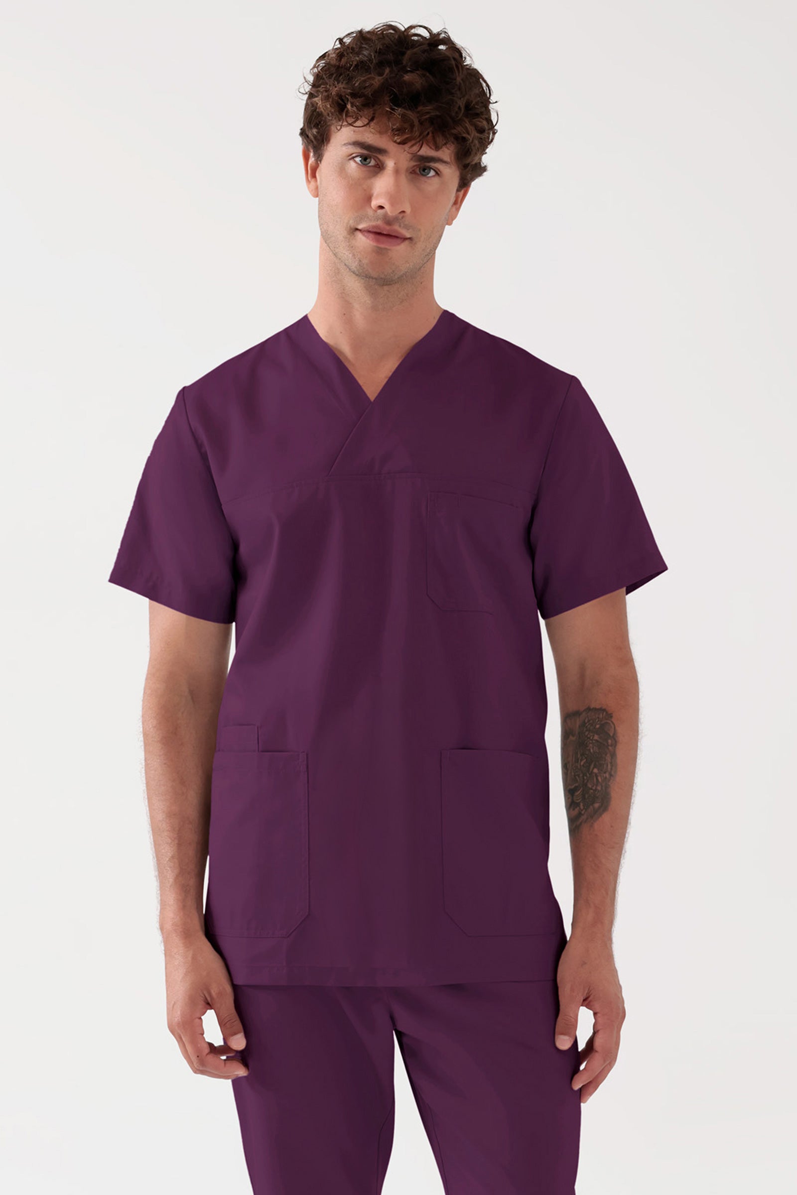 TENCEL™ oversteektuniek heren - V-hals black berry, Voorzijde view