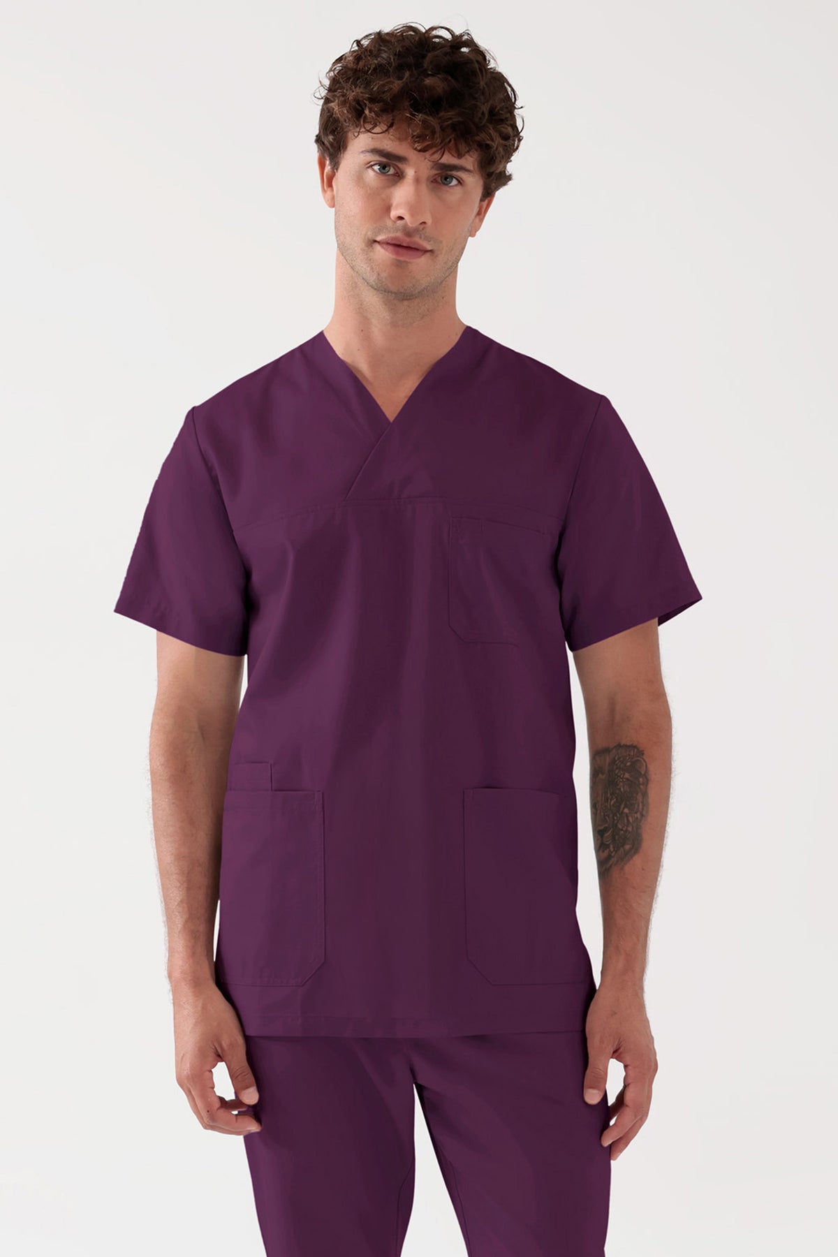 TENCEL™ oversteektuniek heren - V-hals black berry, Voorzijde view