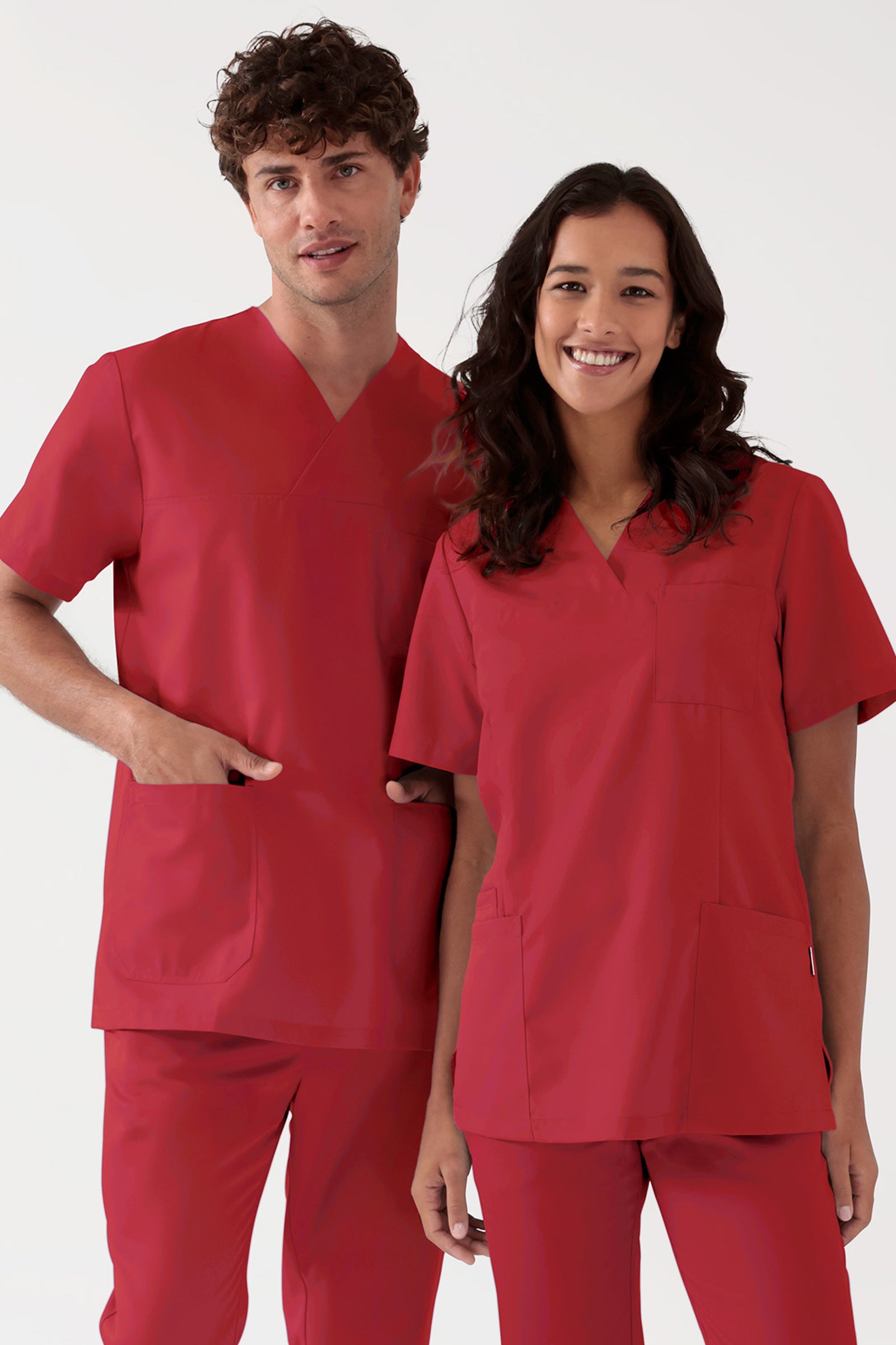 TENCEL™ oversteektuniek heren - V-hals rood, Voorzijde view