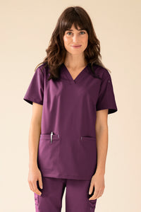 KAERE oversteektuniek dames - V-hals pruimen