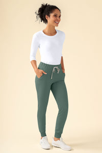 KAERE broek dames - zoom met elastische boord zonder beenzak donkergroen