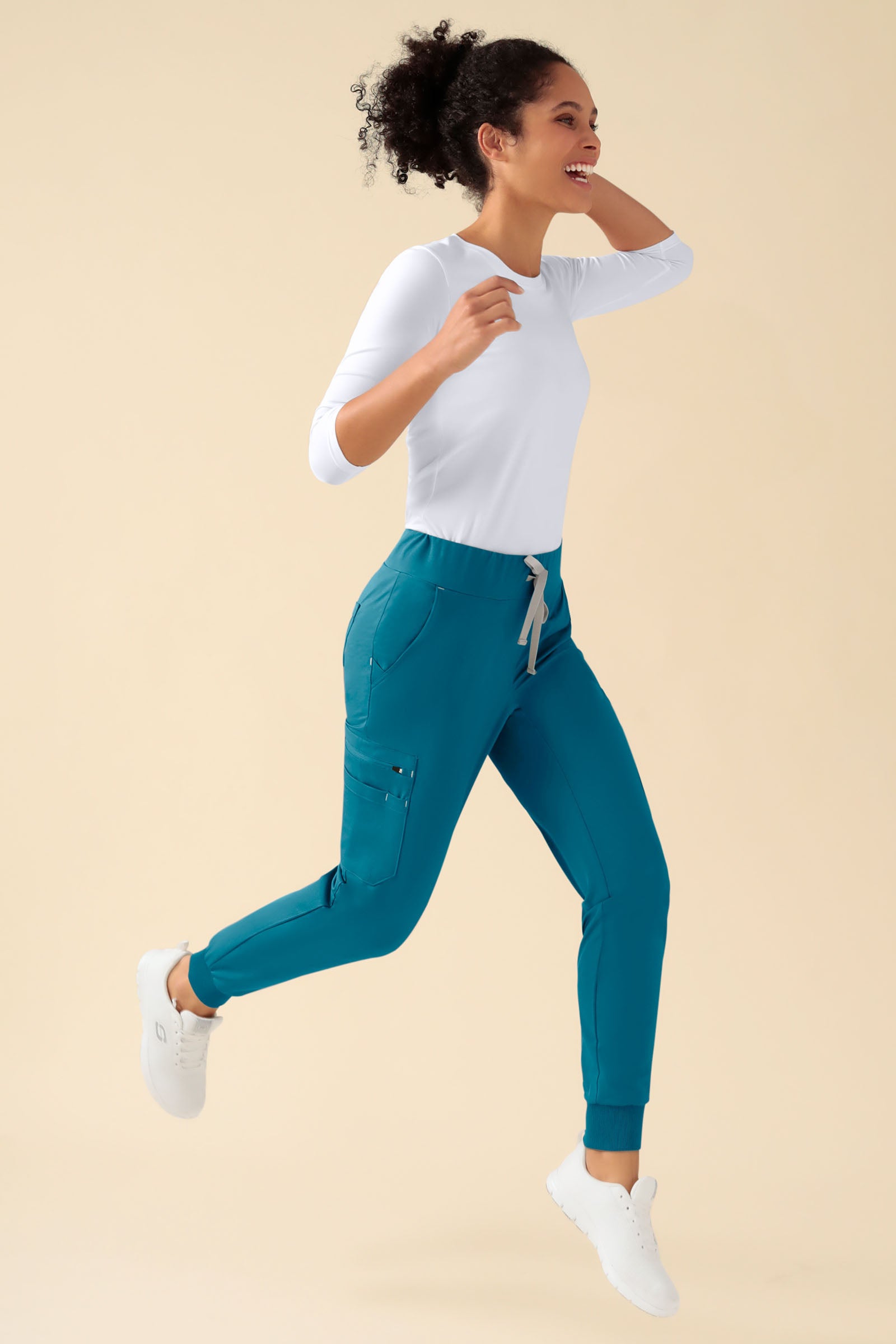 KAERE broek dames - zoom met elastische boord en beenzak petrol