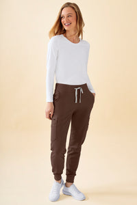 KAERE broek dames - zoom met elastische boord en beenzak coffee