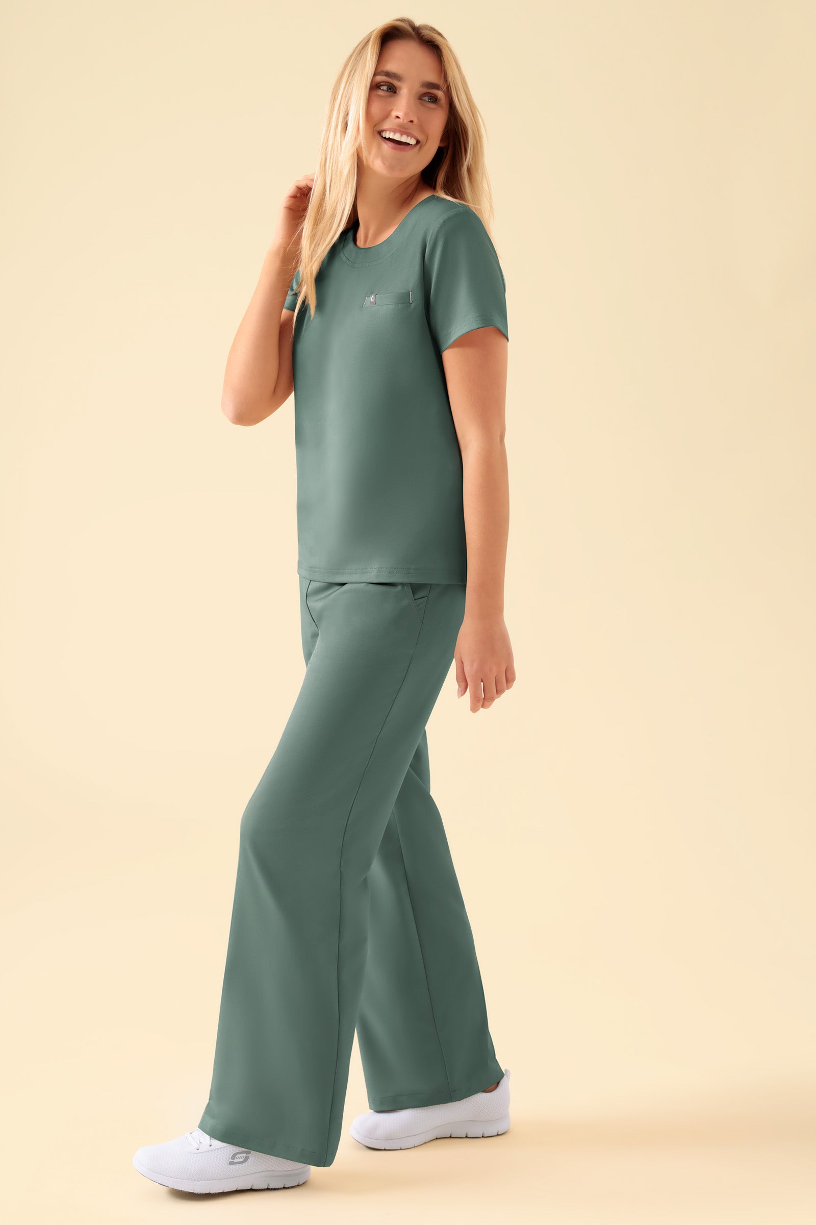 KAERE shirt dames - ronde hals donkergroen